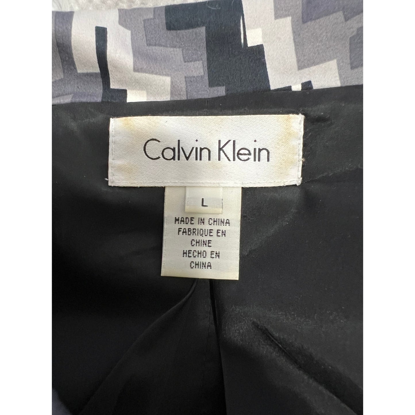 Calvin Klein Abstract Black White Grey Size Large Cotton Blend Jacket