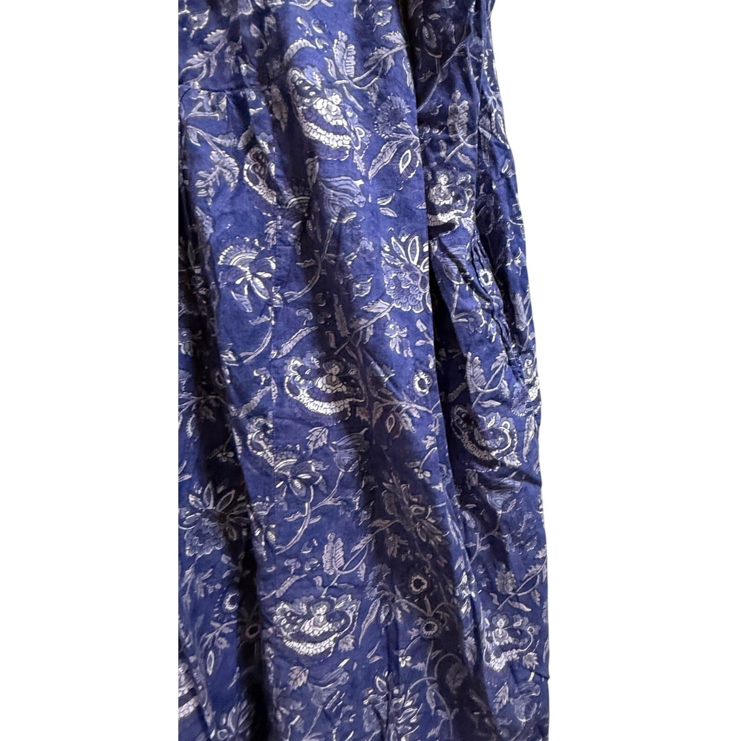 Nesara 100% Organic Cotton Purple Floral Caftan Dress- Oversized Medium