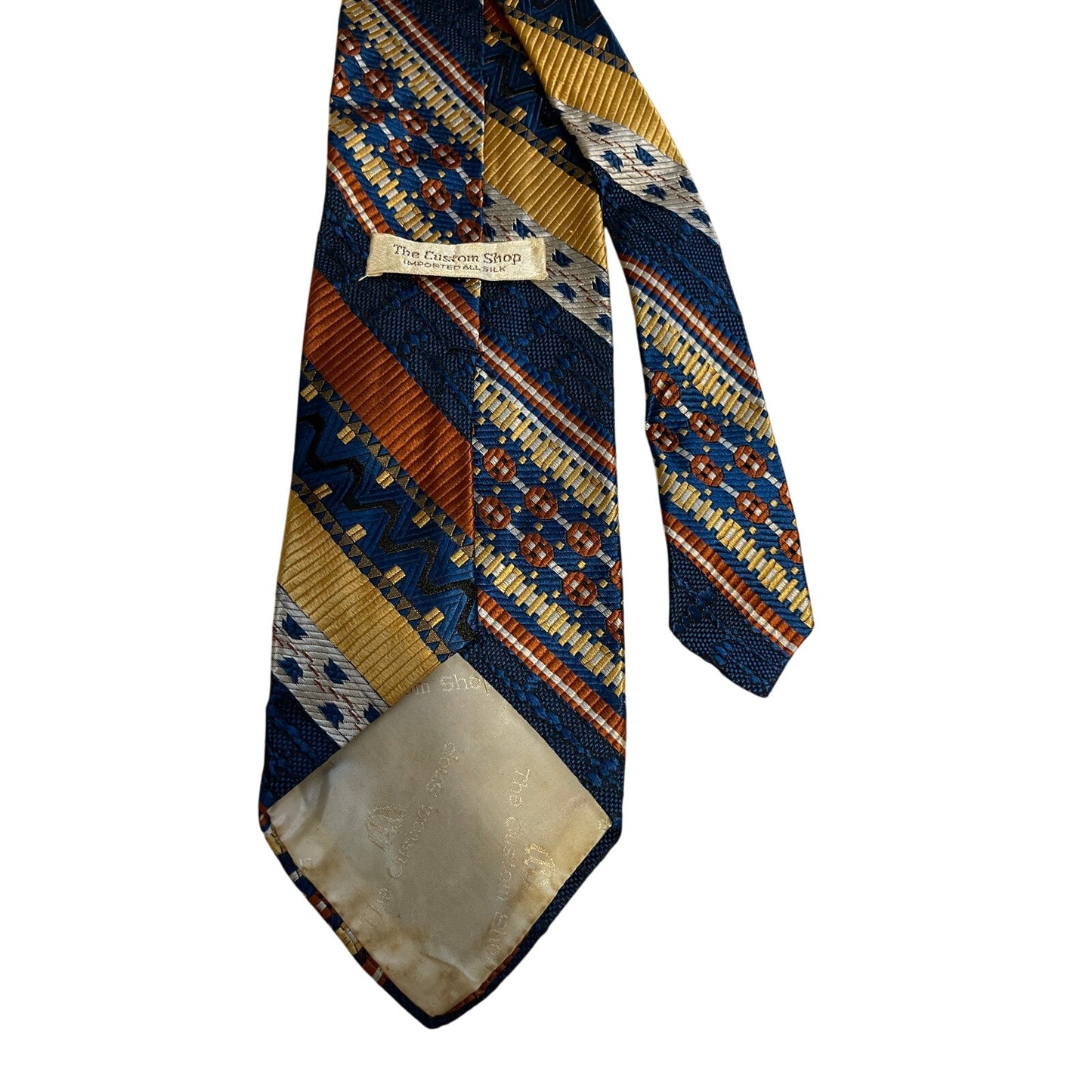 Vintage The Custom Shop Multicolor Striped Textured 100% Silk Necktie