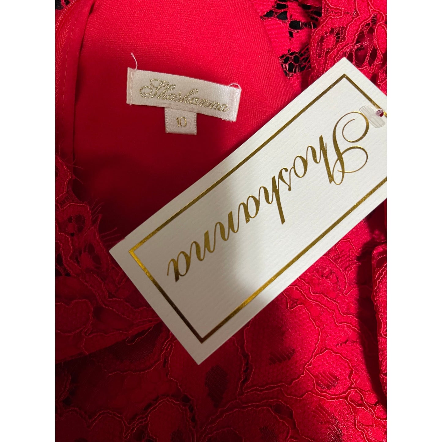 NWT Shoshanna Red Lace 3/4 Sleeve Midi Dress - Size 10