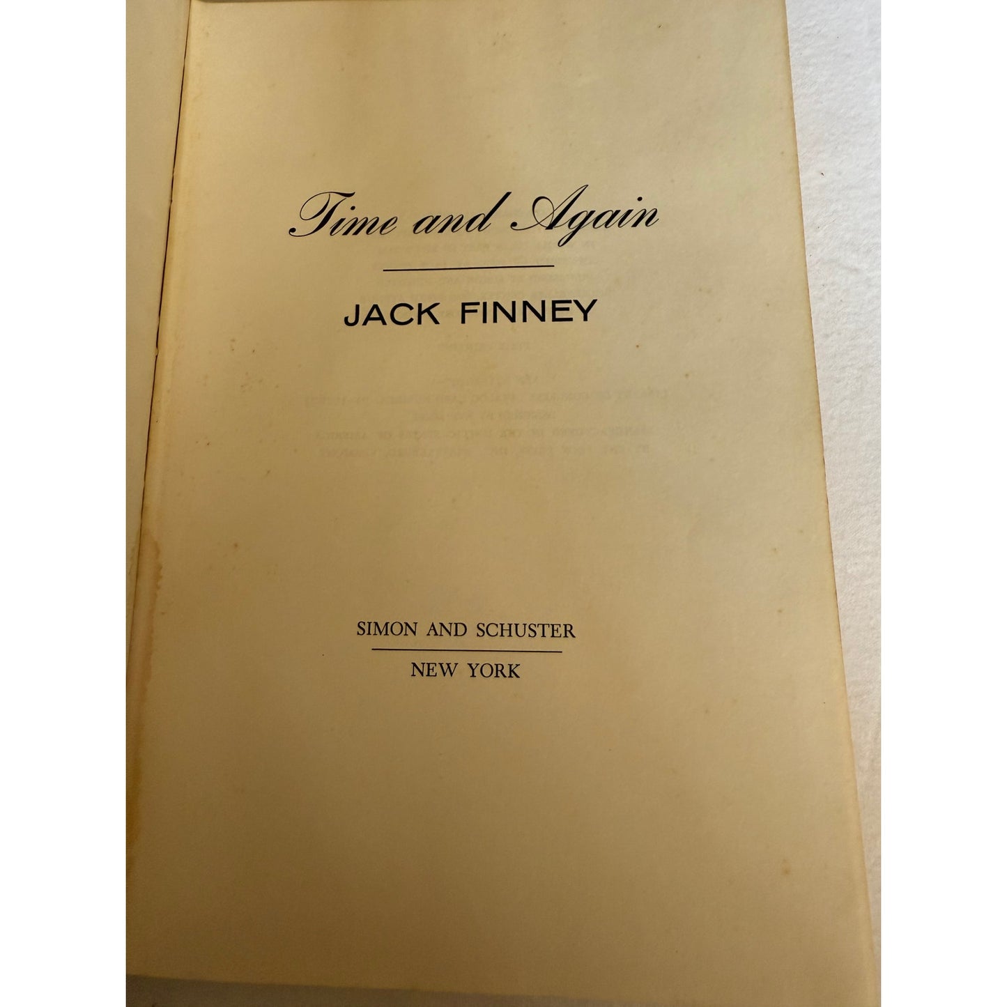 Time and Again - Jack Finney - 1st Printing - 1970 - Hardcover - No Dust Jacket