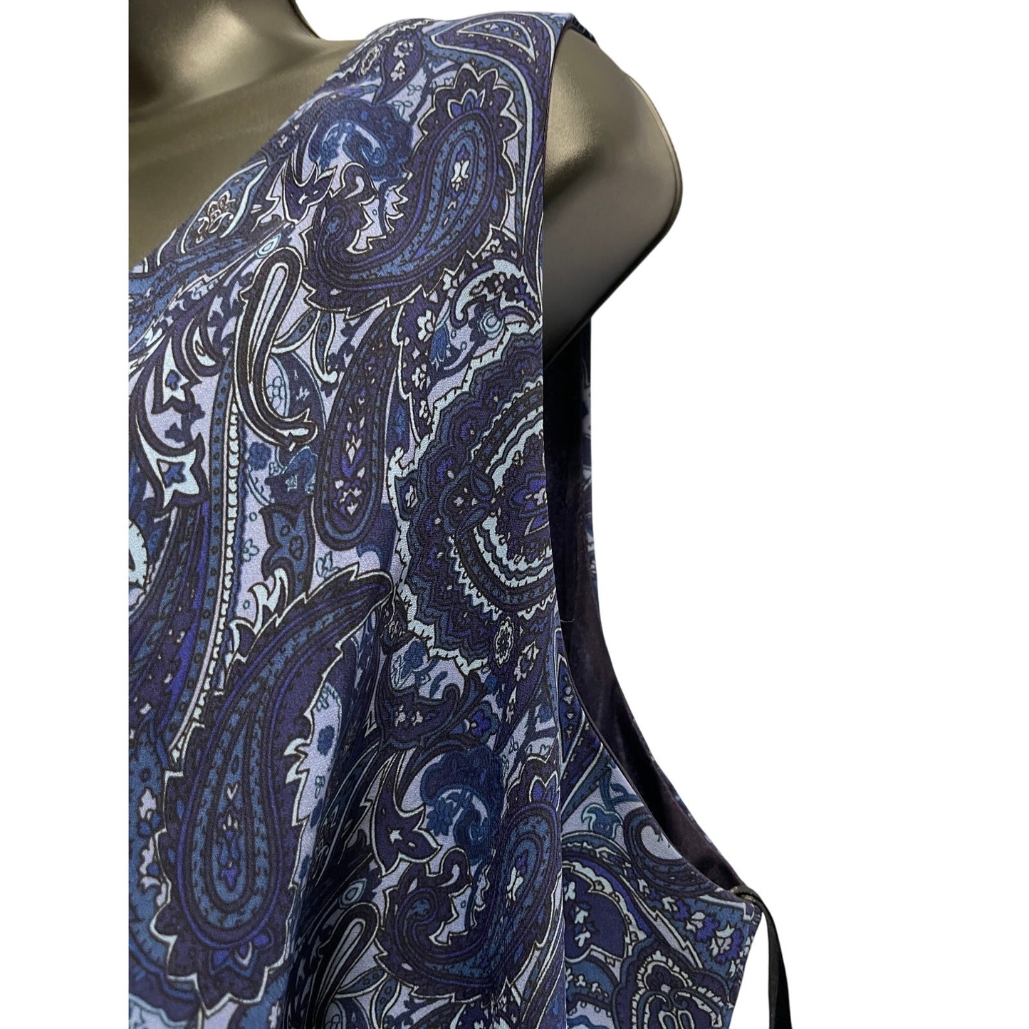 Venezia Women's Size 22 Sleeveless Blue Paisley Print Dress
