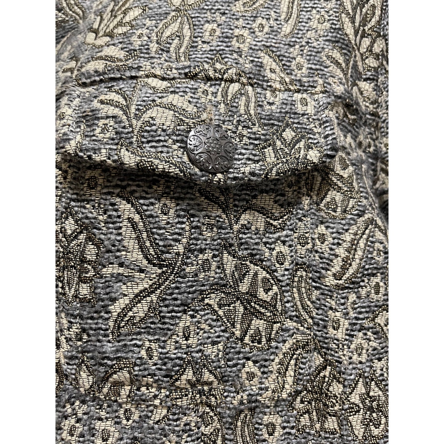 Chico's Embroidered Gold Button Front Carpet Jacket - Size 2