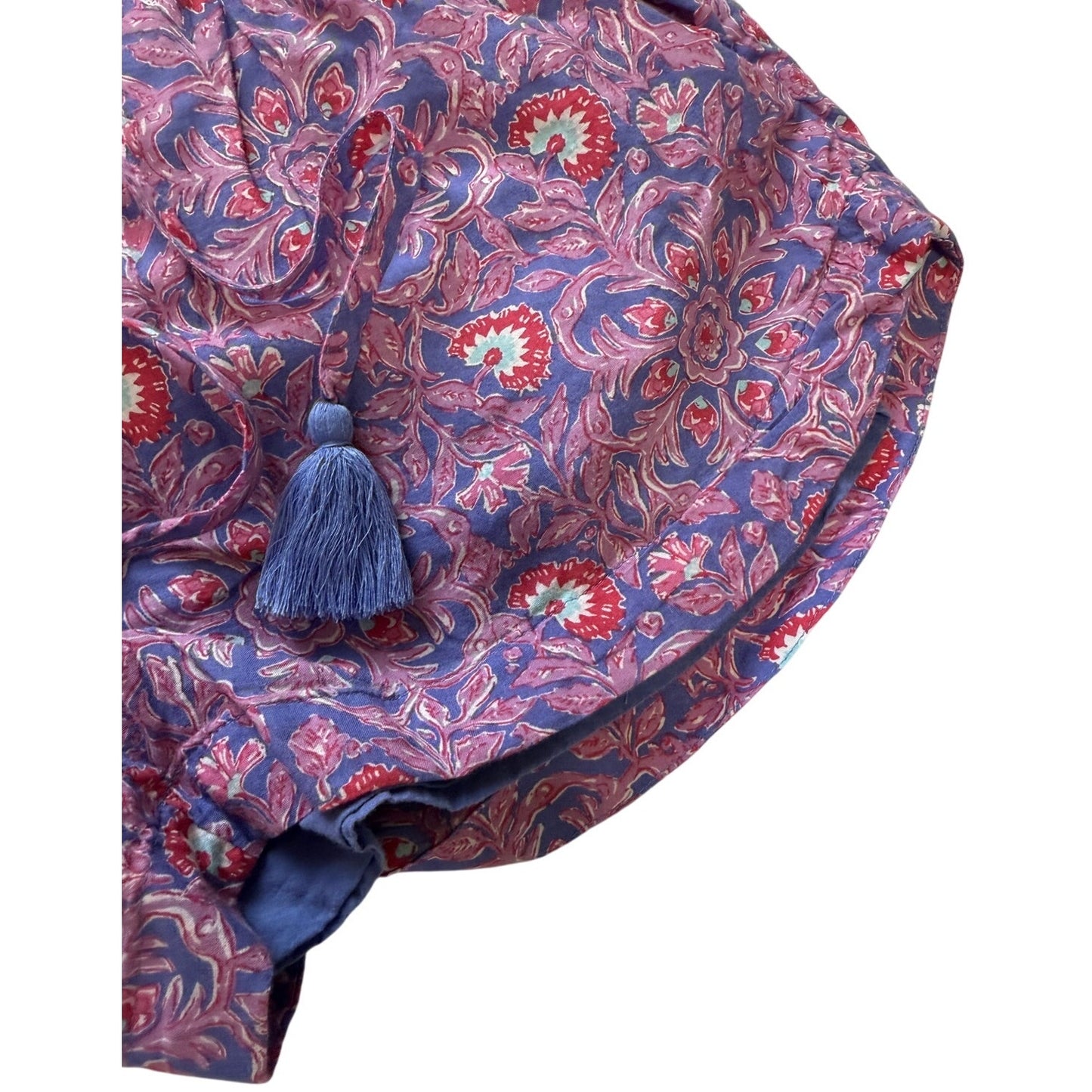 Vineyard Vines Purple and Blue Floral Print Elastic Waist Mini Shorts Size Small