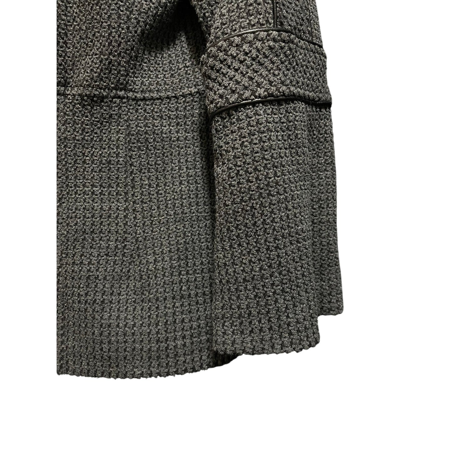 Nanette Lepore Size 12 Gray Full Zip Blazer - Padded Shoulders
