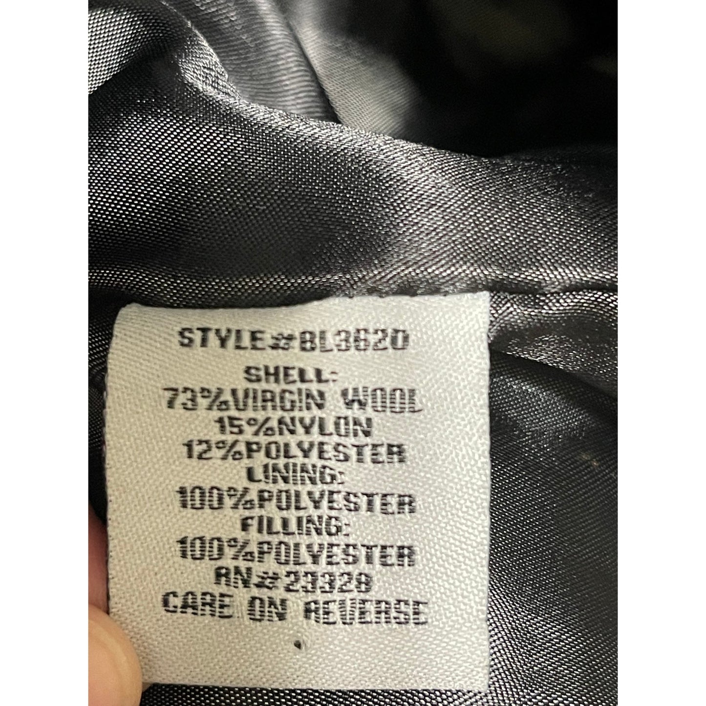 Tom James Virgin Wool Black Overcoat - Large - Quilted - Lined - Padded