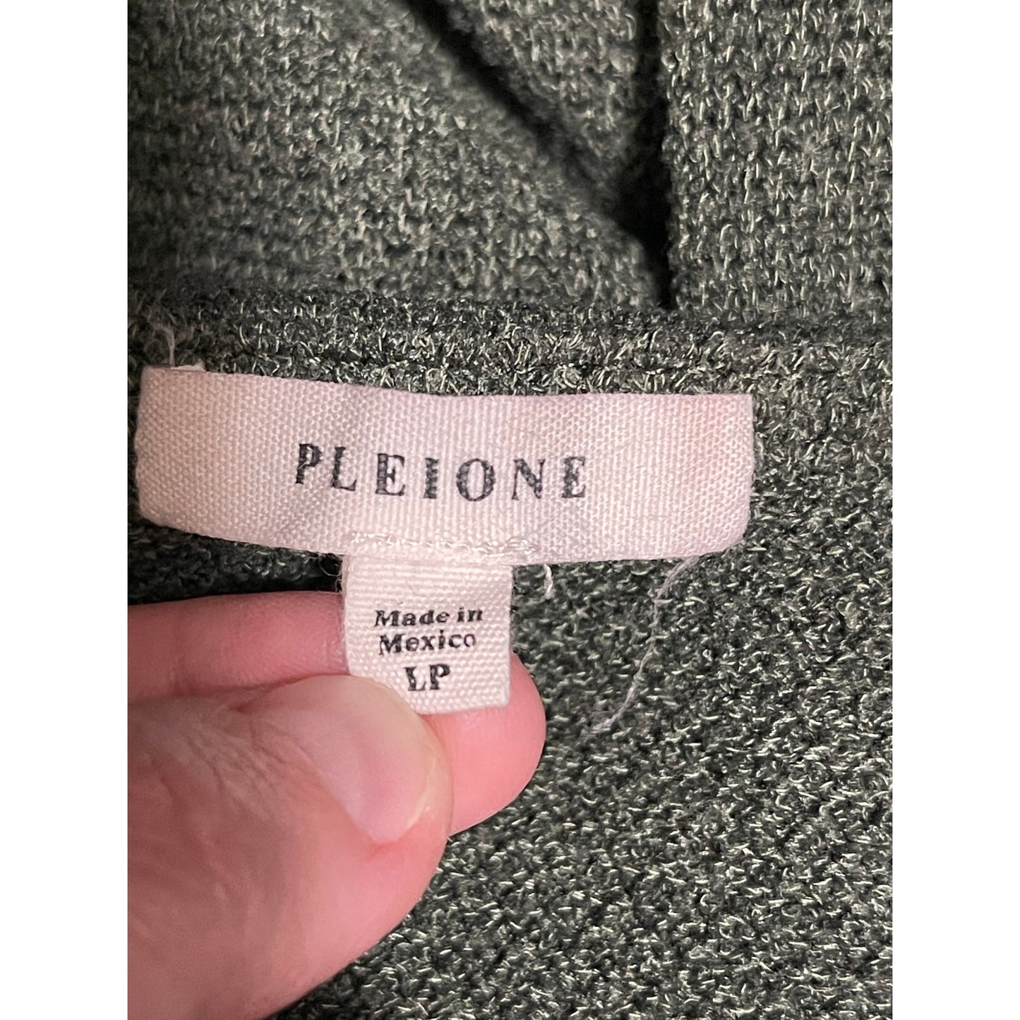 Pleione Olive Green Knit Long Sleeve Sweater Blouse - Large Petite