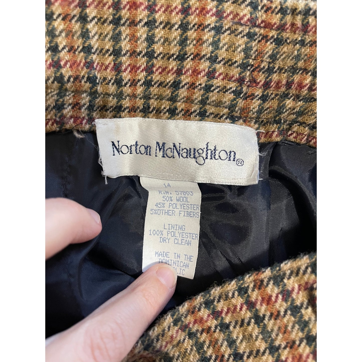 Vintage Norton McNaughton Wool Blend Midi Skirt Size 14 - Button Accents