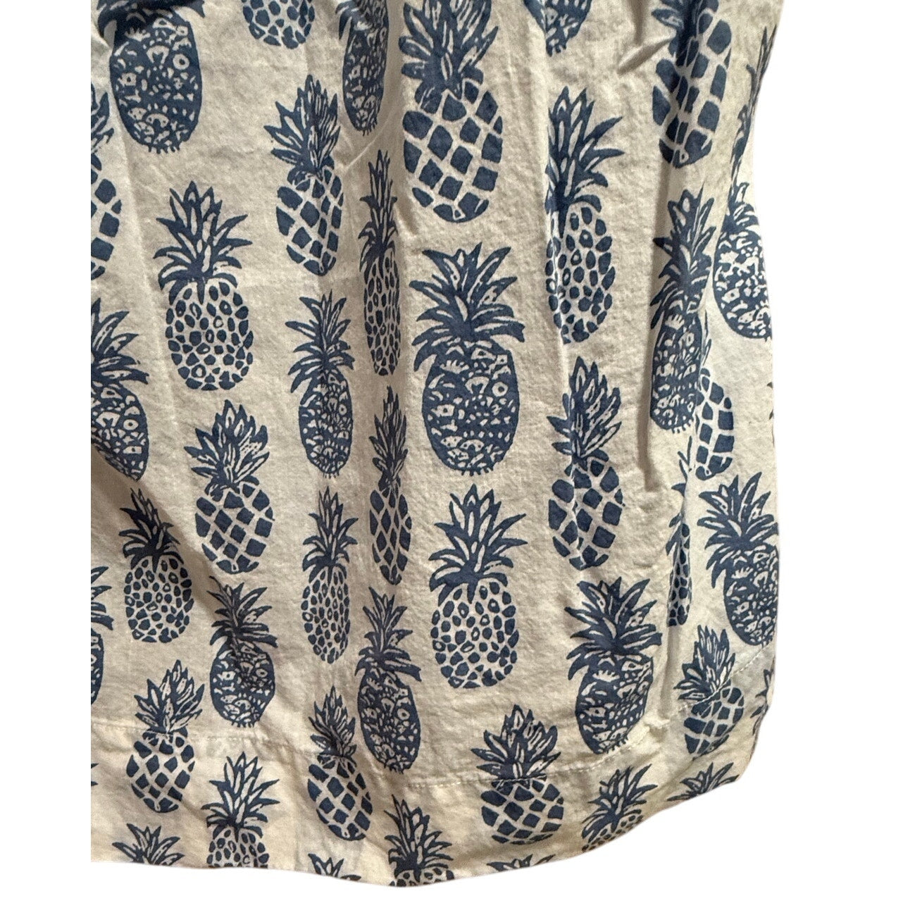Navy Bleu Pineapple Print Sleeveless Mini Dress w/ Pockets - Size Large