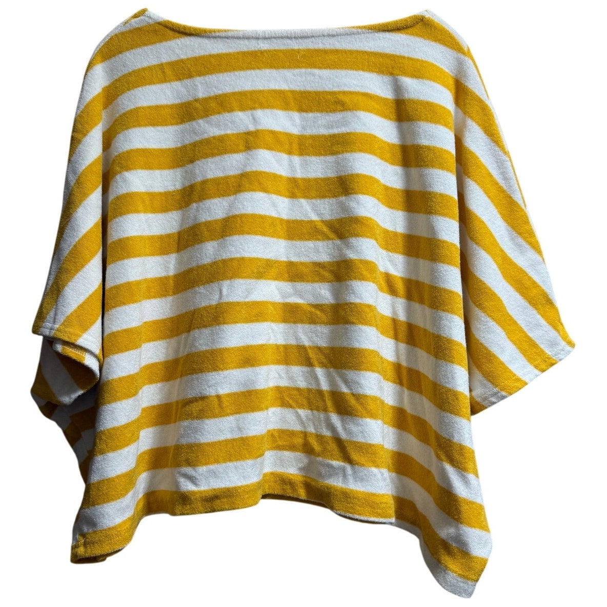 Mersea Oversized Boxy Cotton Blend Yellow & White Striped Blouse - One Size