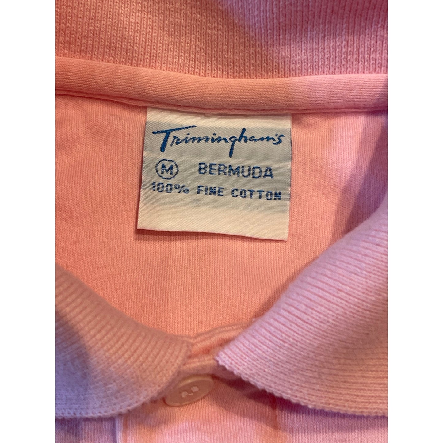 Vintage Trimingham's Bermuda 100% Cotton Medium Pink Polo Shirt