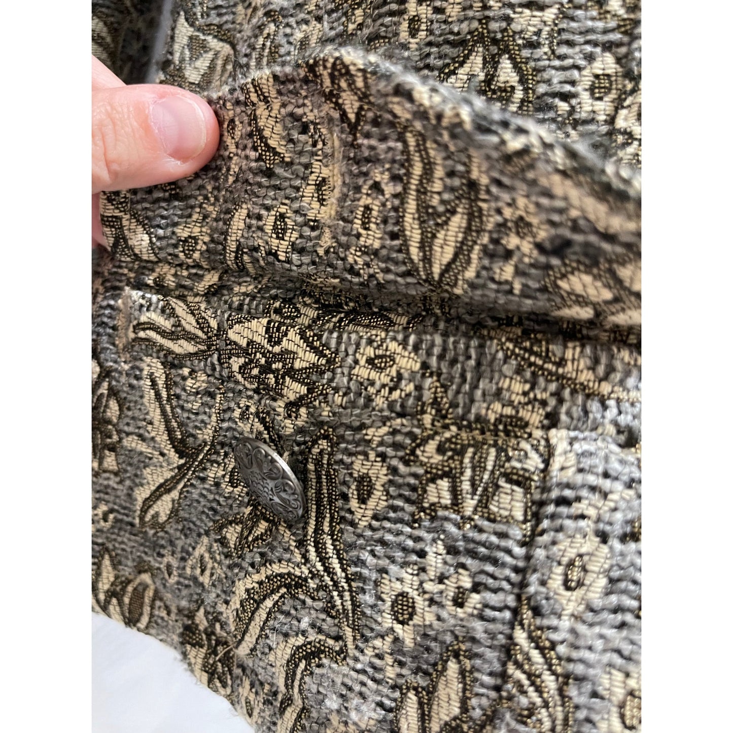 Chico's Embroidered Gold Button Front Carpet Jacket - Size 2