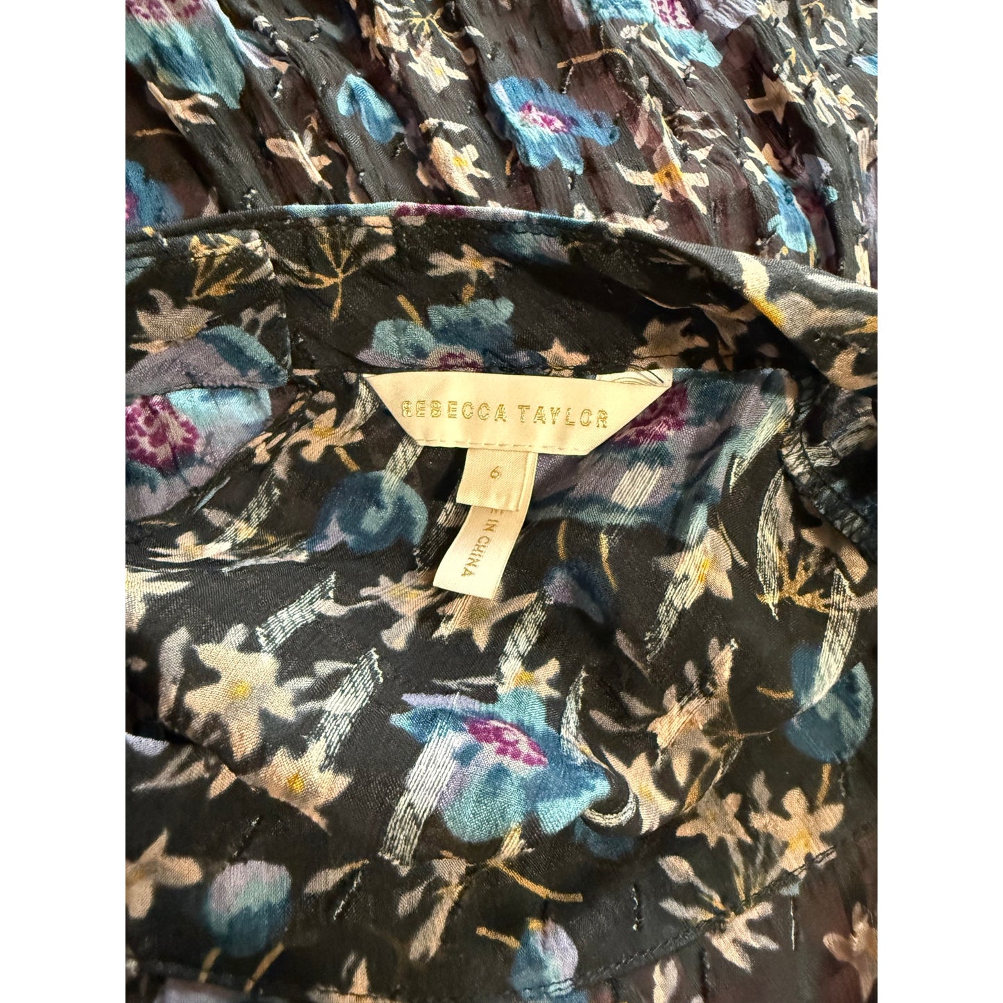 Rebecca Taylor Blue Floral Sheer Midi Dress - Real Real Tags - Size 6