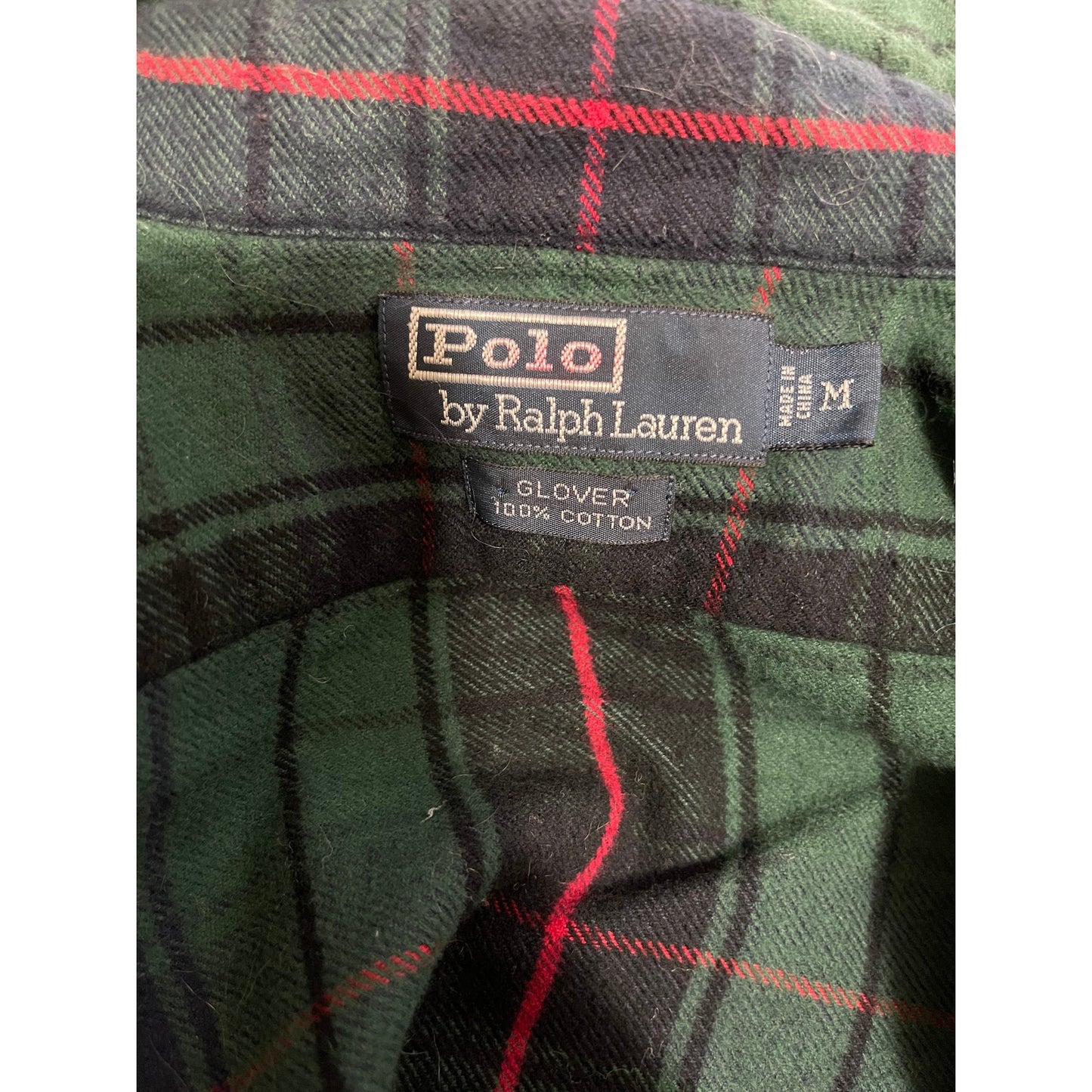 Vintage Polo Ralph Lauren Green Plaid 100% Cotton Button Front Shirt - Medium
