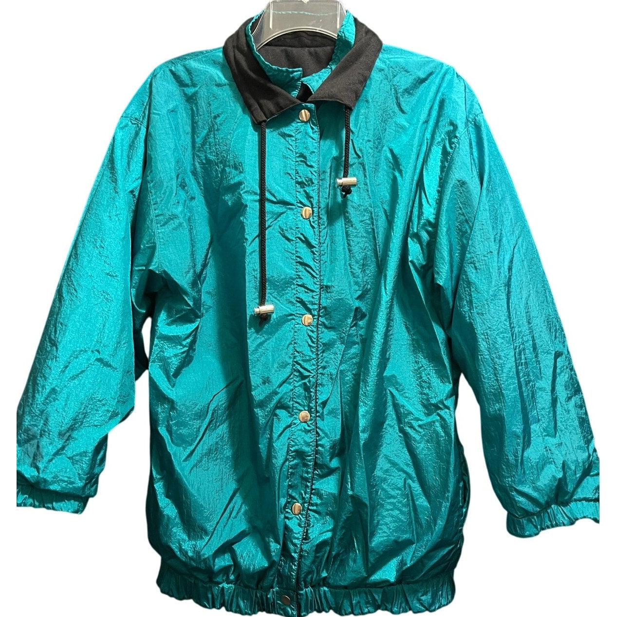 Vintage Teal and Black Reversible Windbreaker Jacket - Men's Small