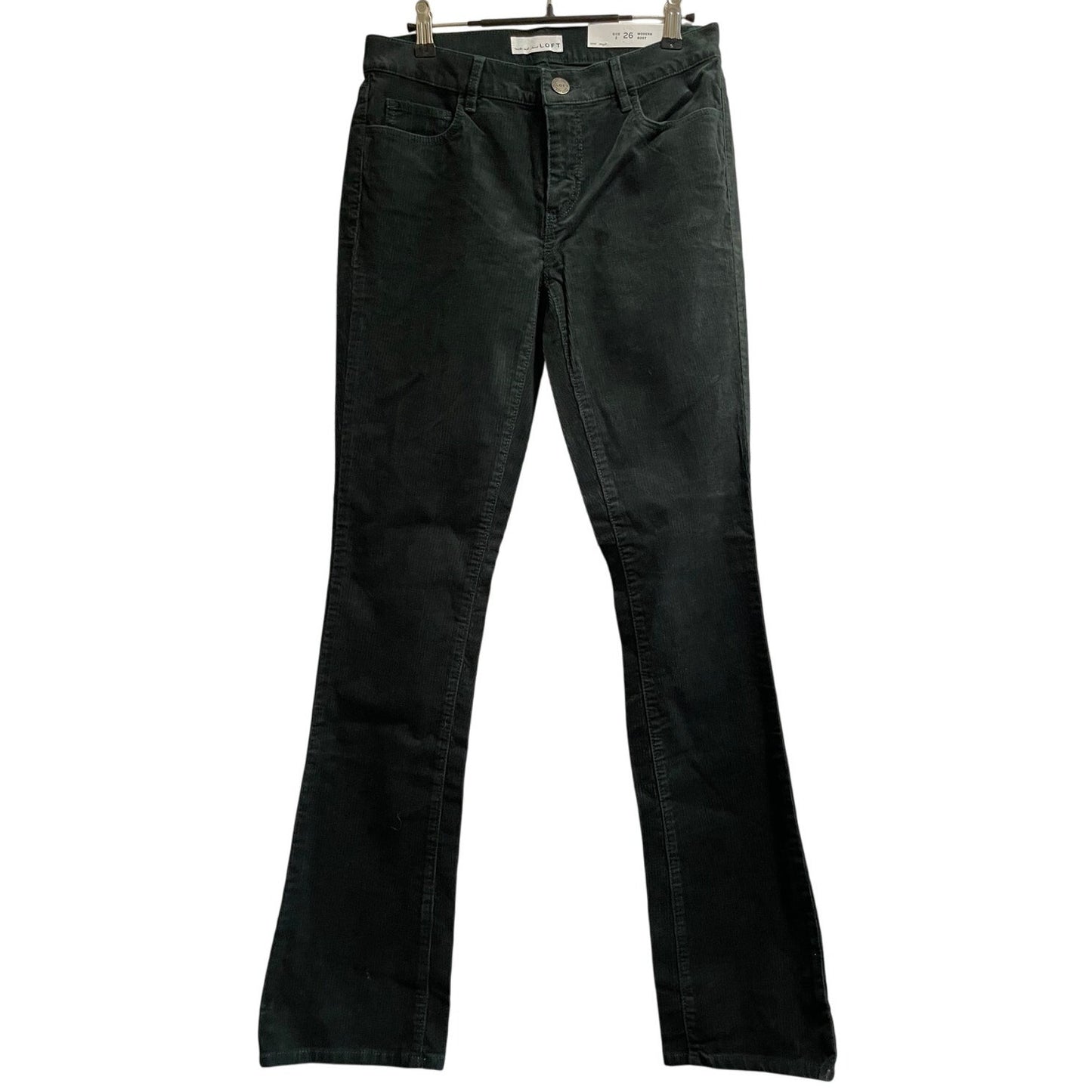 NWT Ann Taylor The Loft Dark Gray Corduroy Curvy Bootcut Jeans Size 26