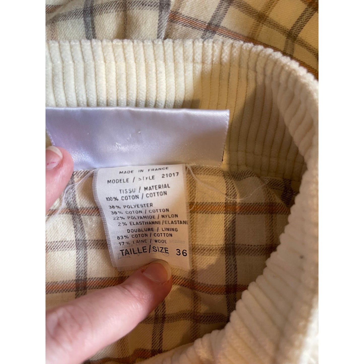 Courreges Paris White Hooded Jacket - Plaid Lining - Size 36