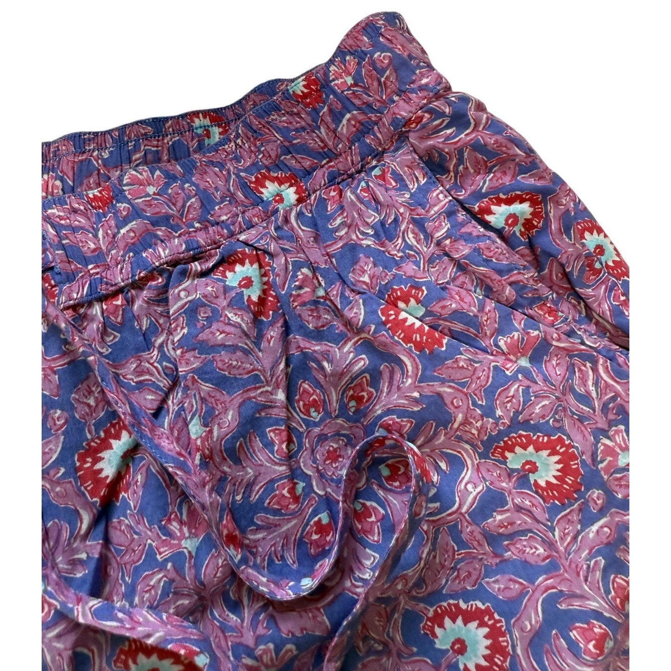 Vineyard Vines Purple and Blue Floral Print Elastic Waist Mini Shorts Size Small