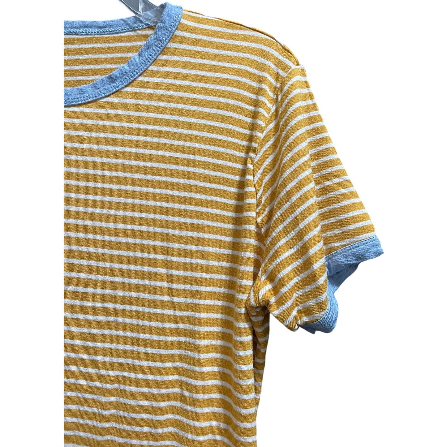 Unbranded Mustard Yellow & White Striped Short Sleeve Super Soft T-Shirt