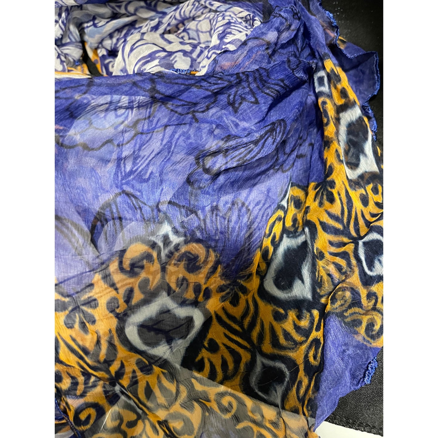 Unbranded Blue & Orange Floral Shawl