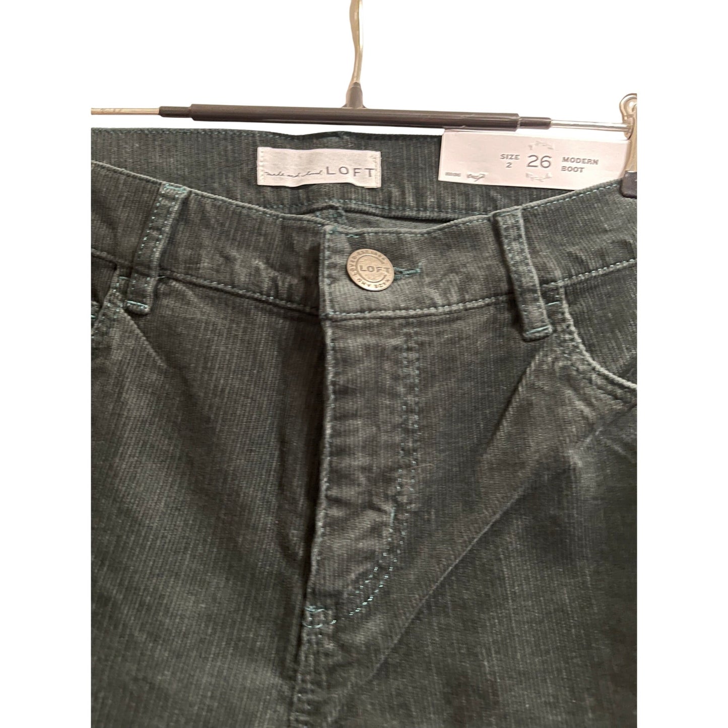 NWT Ann Taylor The Loft Dark Gray Corduroy Curvy Bootcut Jeans Size 26