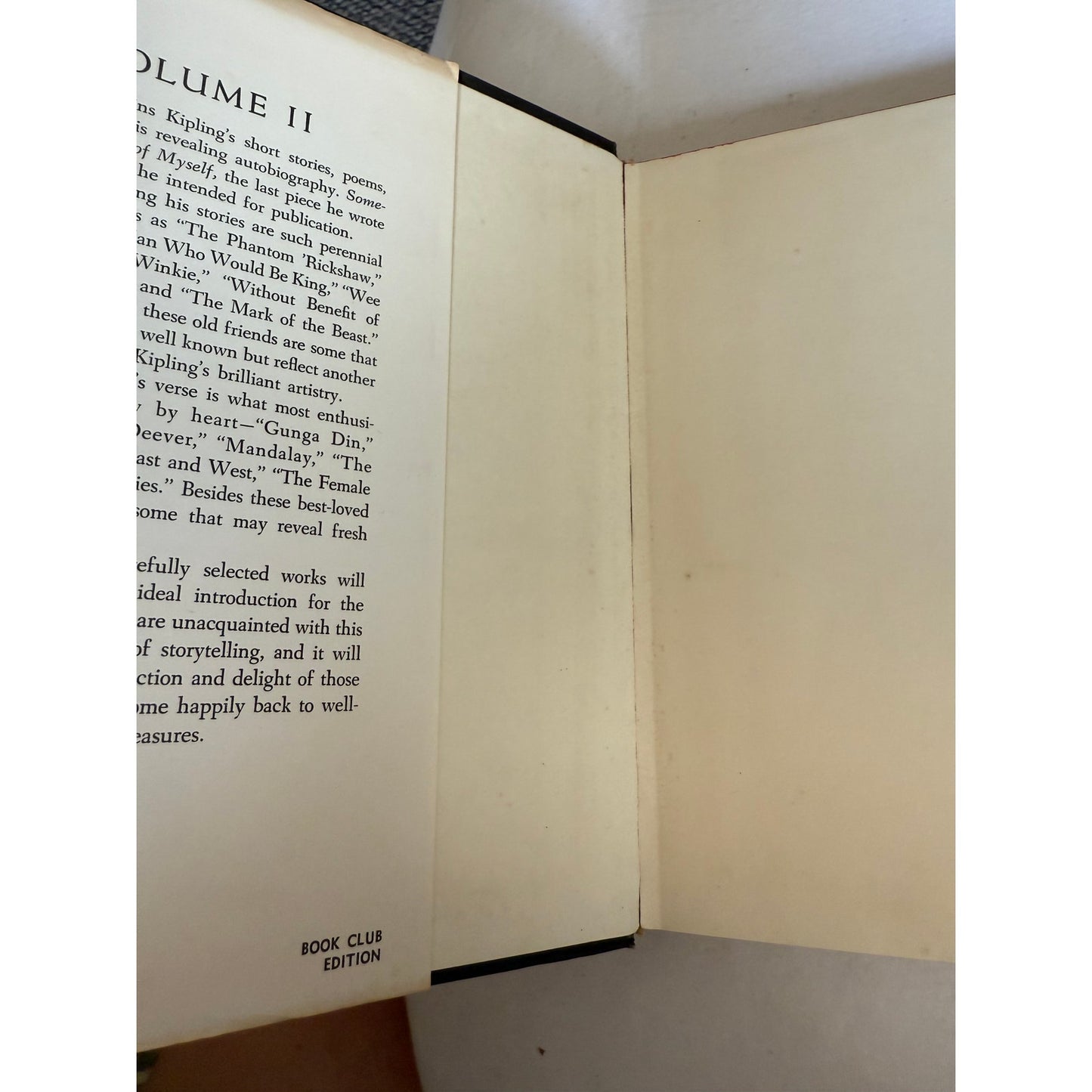 Stories & Poems Vol 2 - Rudyard Kipling - Book Club Edition - 1956 Hardcover