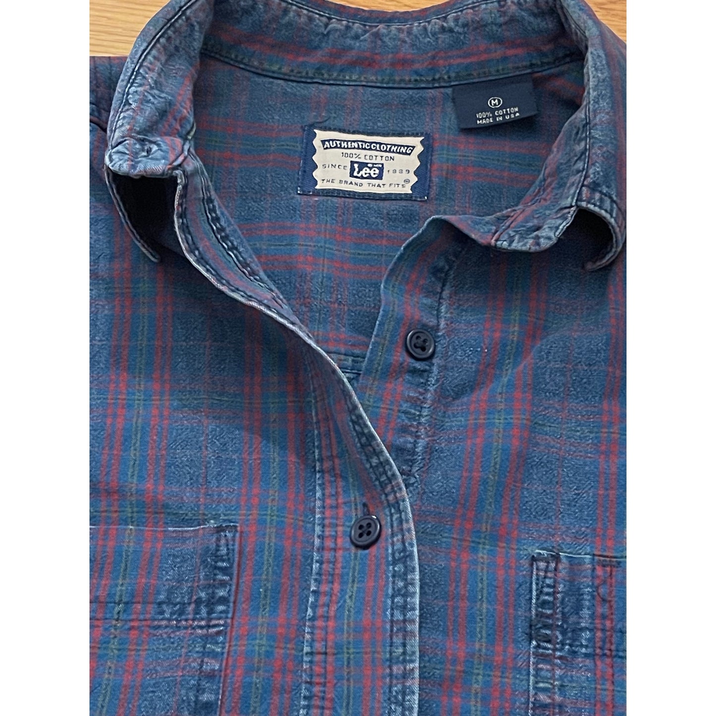 Vintage 90s Lee 100% Cotton Long Sleeve Plaid Button Front Shirt Men's Medium