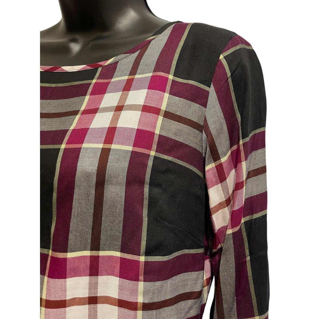 NWT Ann Taylor The Loft Red & Black Plaid Long Sleeve Dress Size 6P