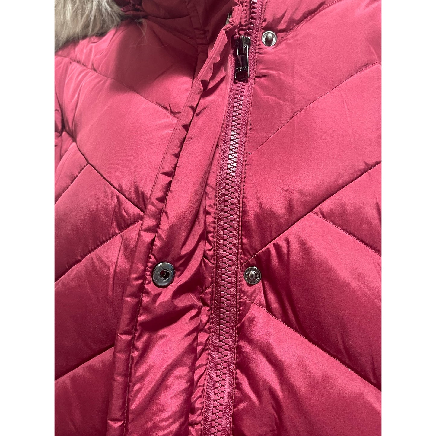 NWT London Fog Rhubarb Hooded Quilted Down Hooded Long Padded Coat
