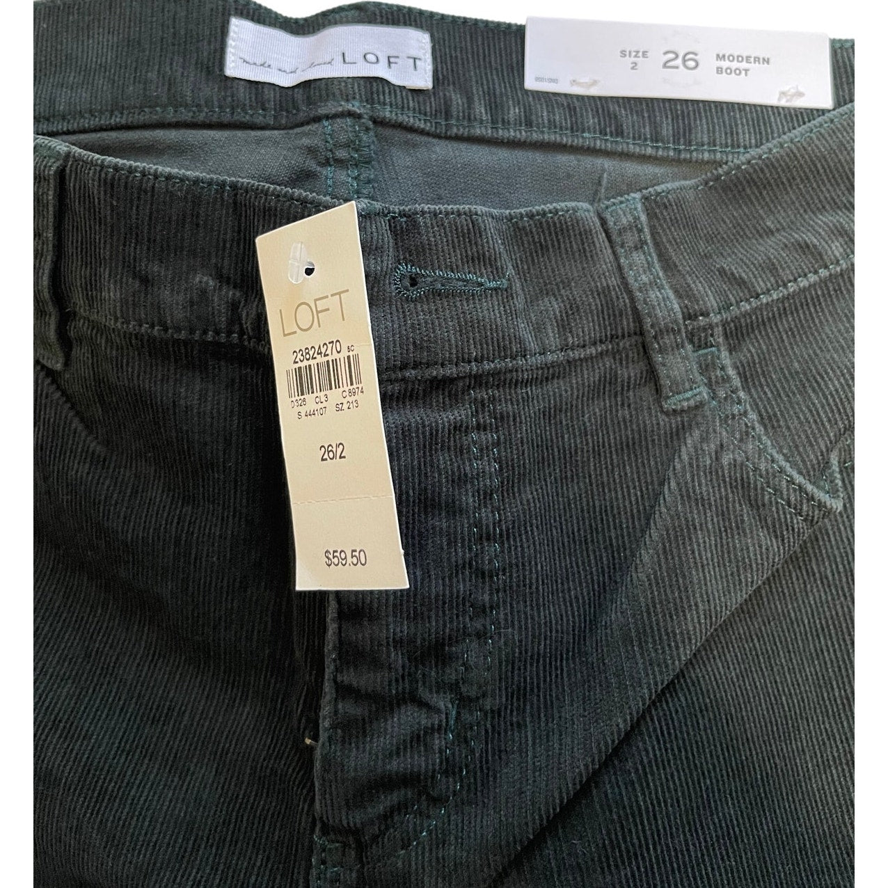 NWT Ann Taylor The Loft Dark Gray Corduroy Curvy Bootcut Jeans Size 26