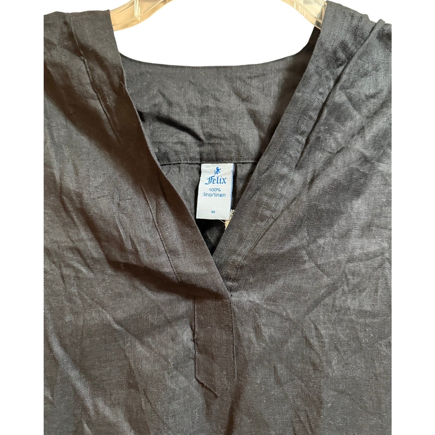 Felix 100% Linen Black Lupe Tunic Dress - Long Sleeve - NWT - Medium