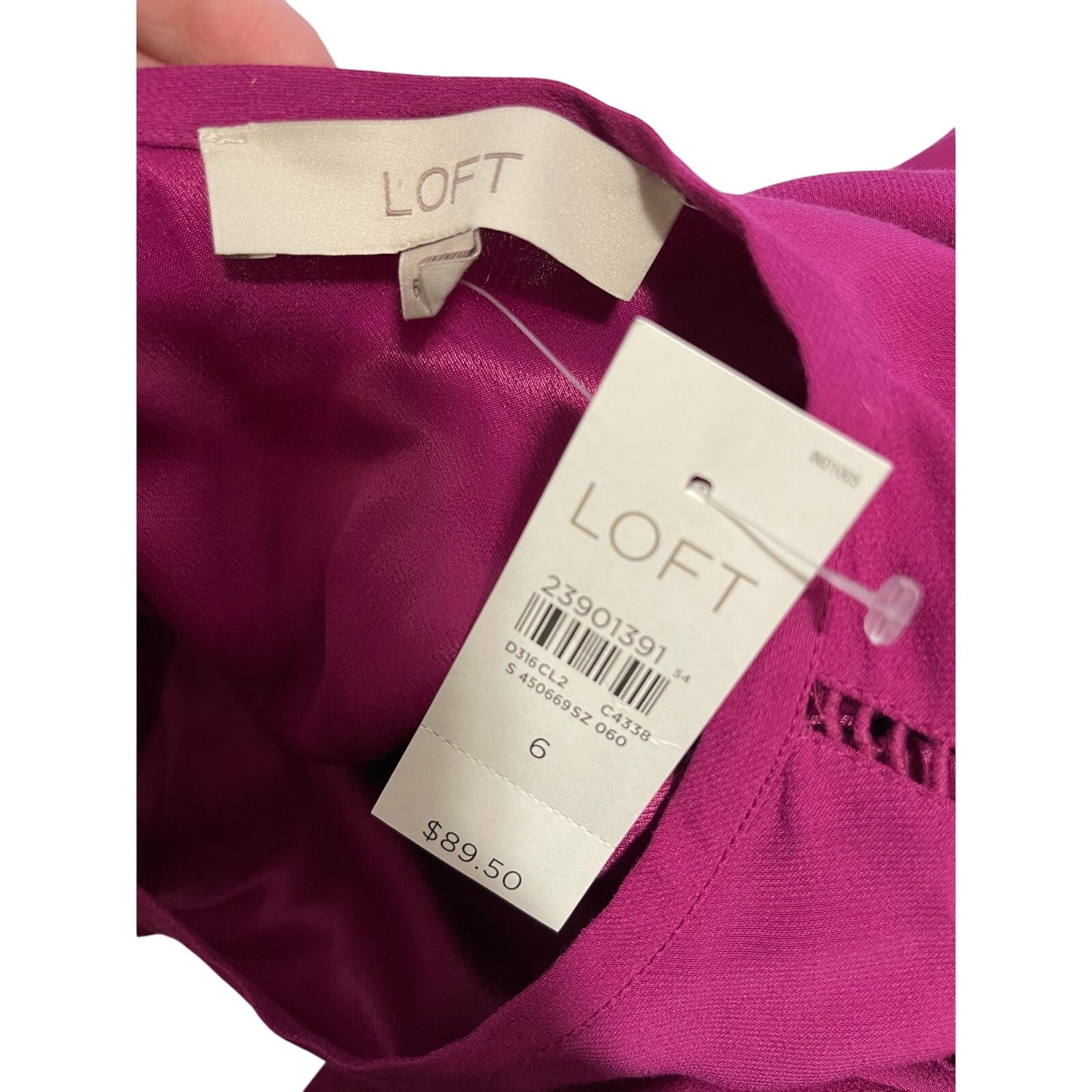 NWT Ann Taylor The Loft Fuschia Pink Long Sleeve Dress Size 6
