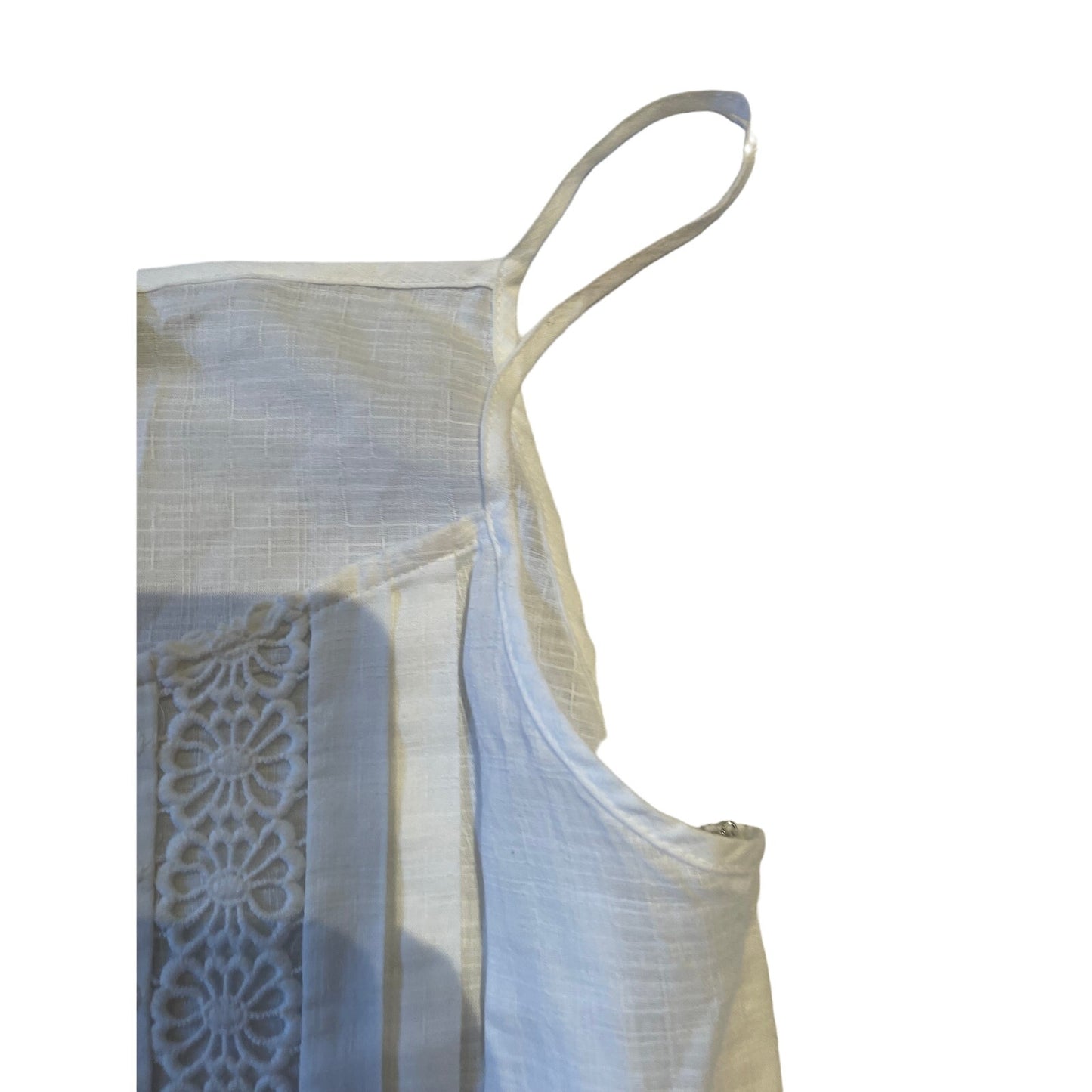 Ann Taylor The Loft White Linen & Crochet Strappy Tank Blouse - Size 4 - NWT