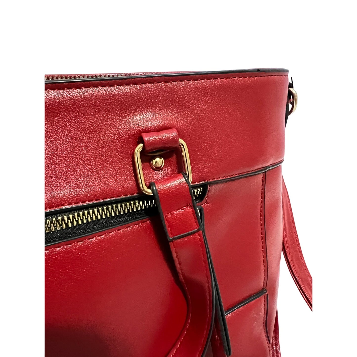 Unbranded Red Faux Leather Purse Top Handle & Shoulder Strap