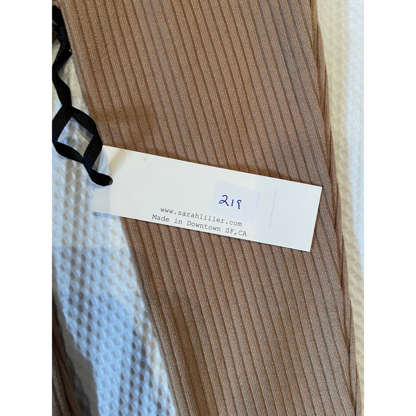 NWT Sarah Liller San Francisco Tan / Brown Ribbed Long Sleeve Dress $219 MSRP
