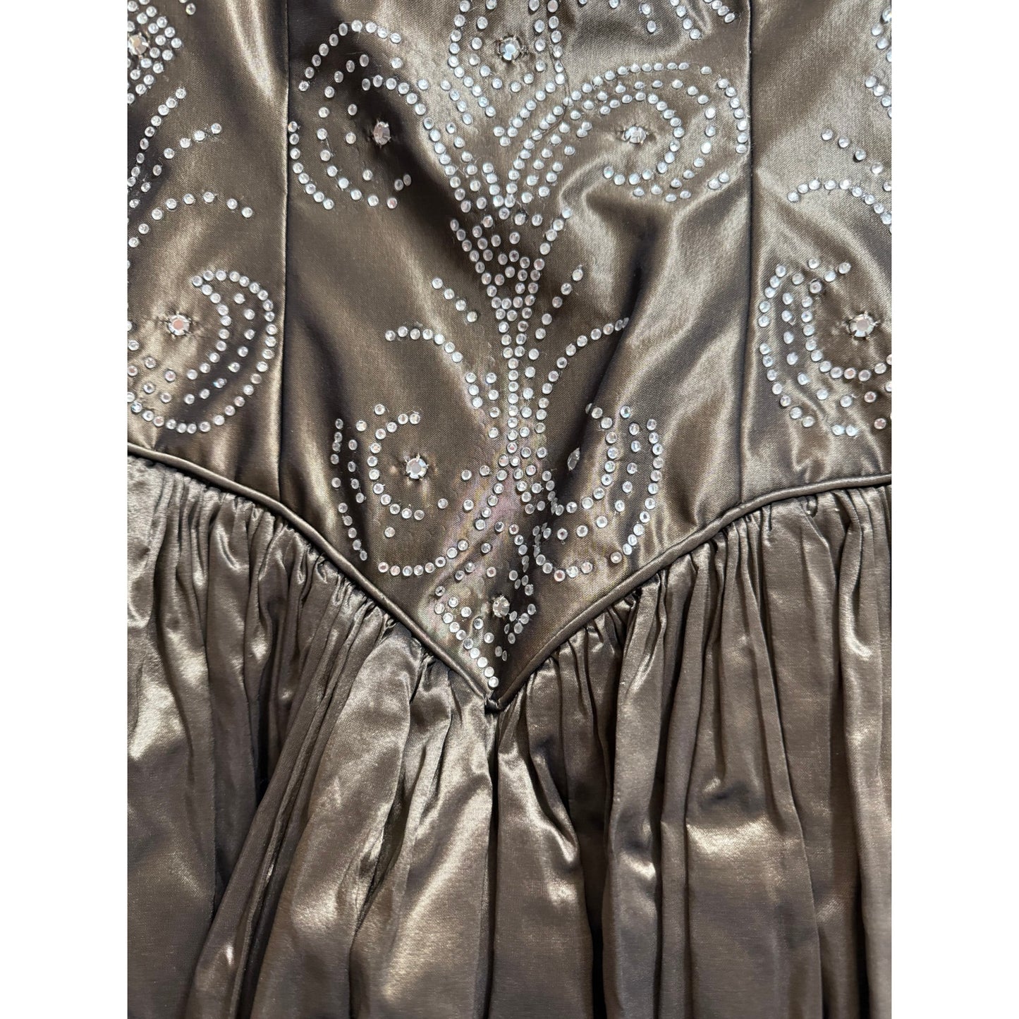 Rose Taft Couture 100% Silk Gown with Beaded Bodice