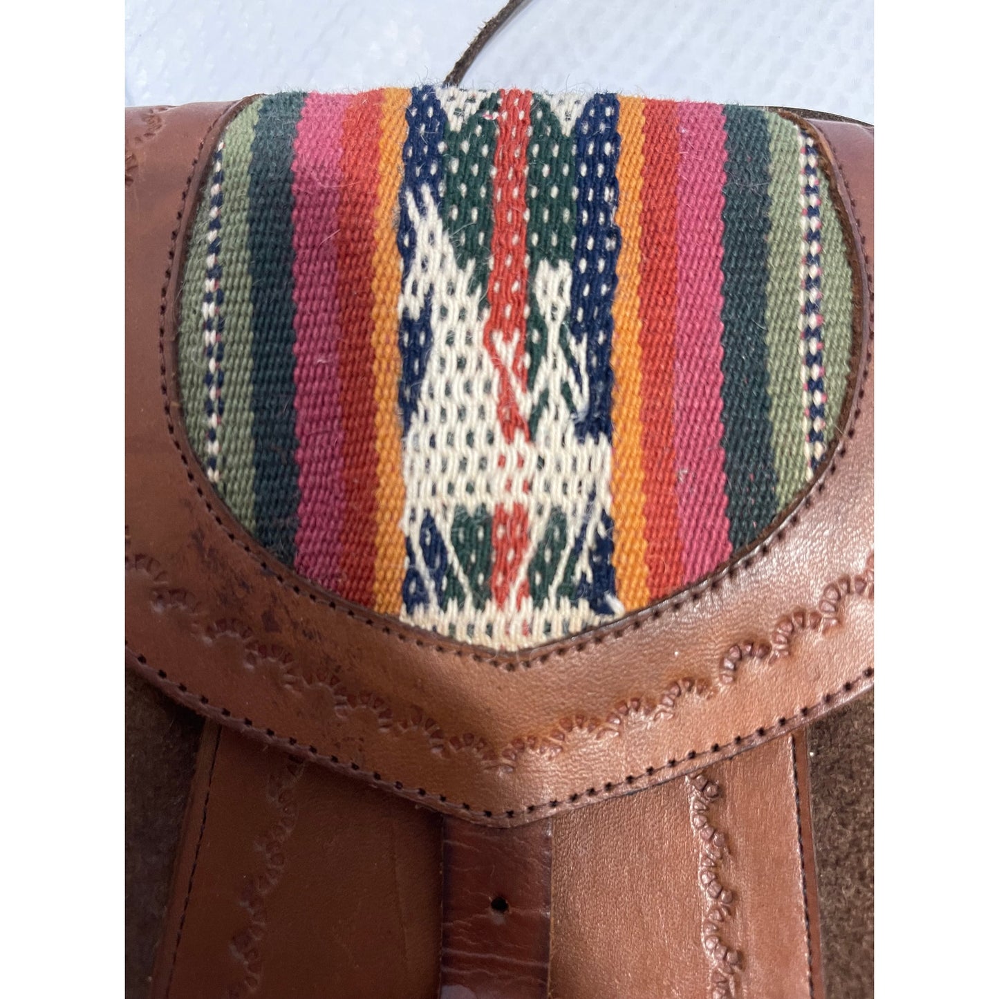 Vintage Leather Aliento Design Bolivian Satchel Bag