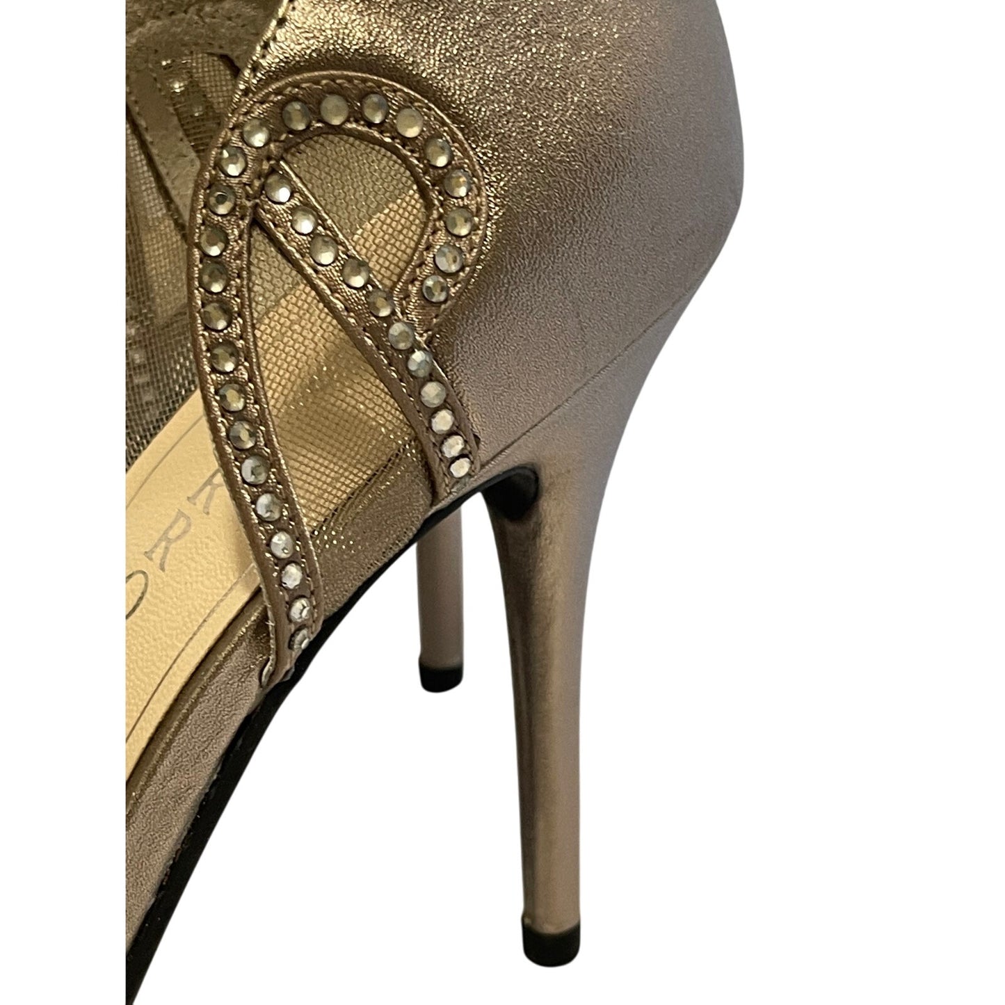 Caparros "Rockette" Metallic Bronze Leather Peep Toe Heels 9.5M