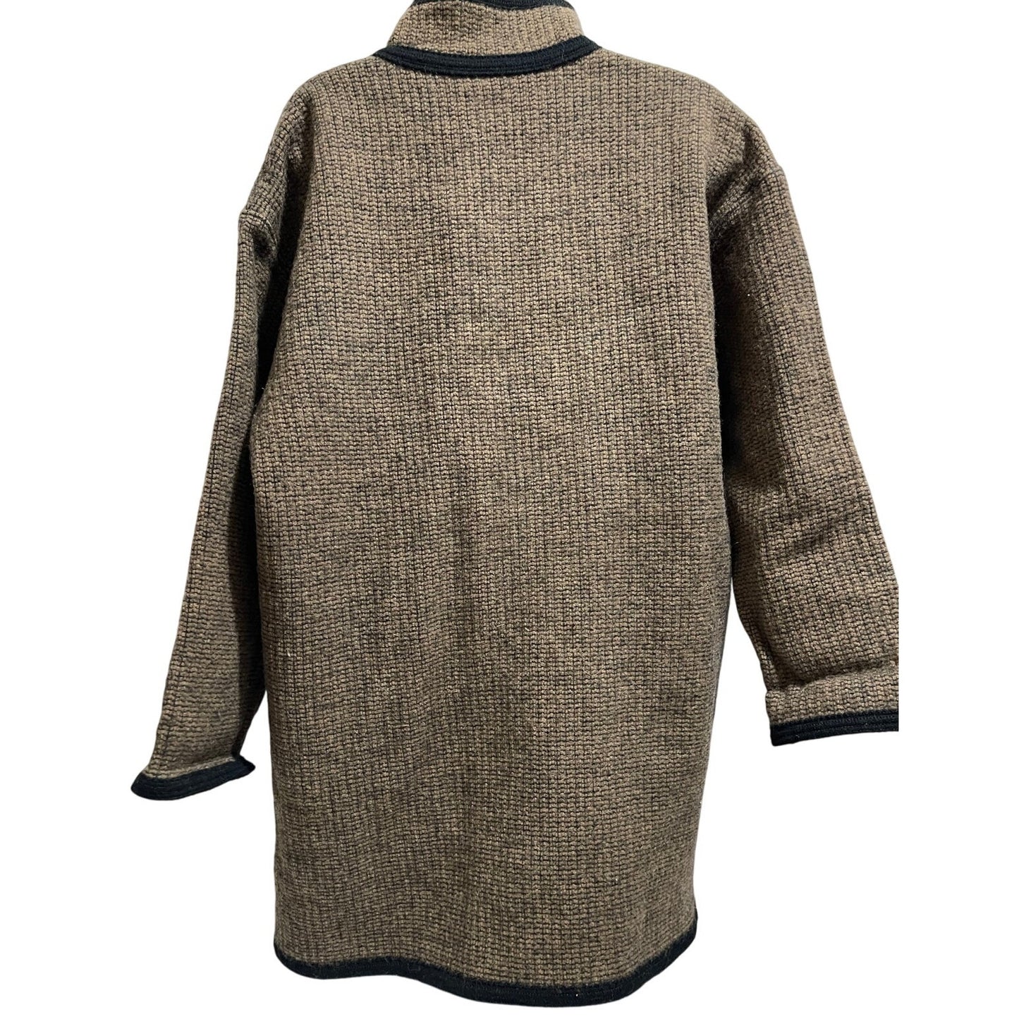 Vintage Long Heavy Woven Handmade Reversible Jacket / Coat - Button Closure