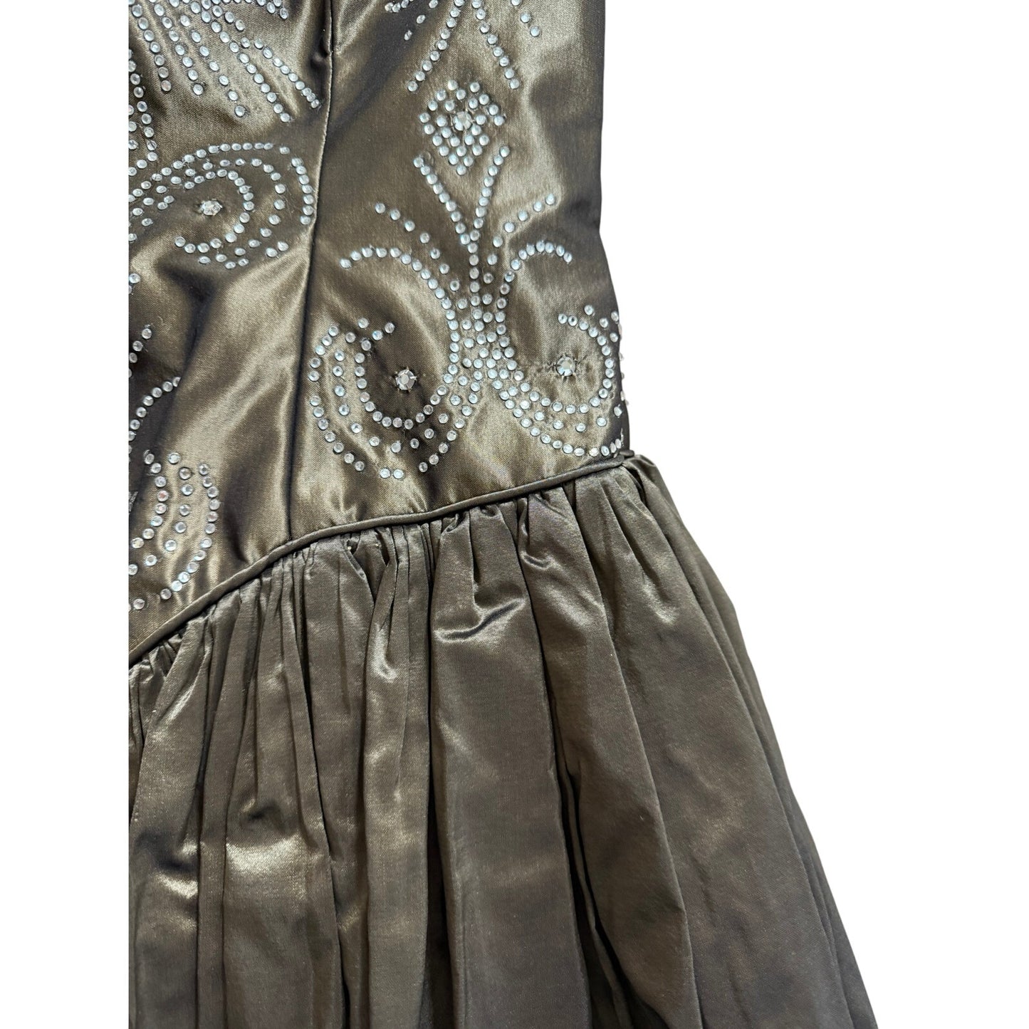 Rose Taft Couture 100% Silk Gown with Beaded Bodice