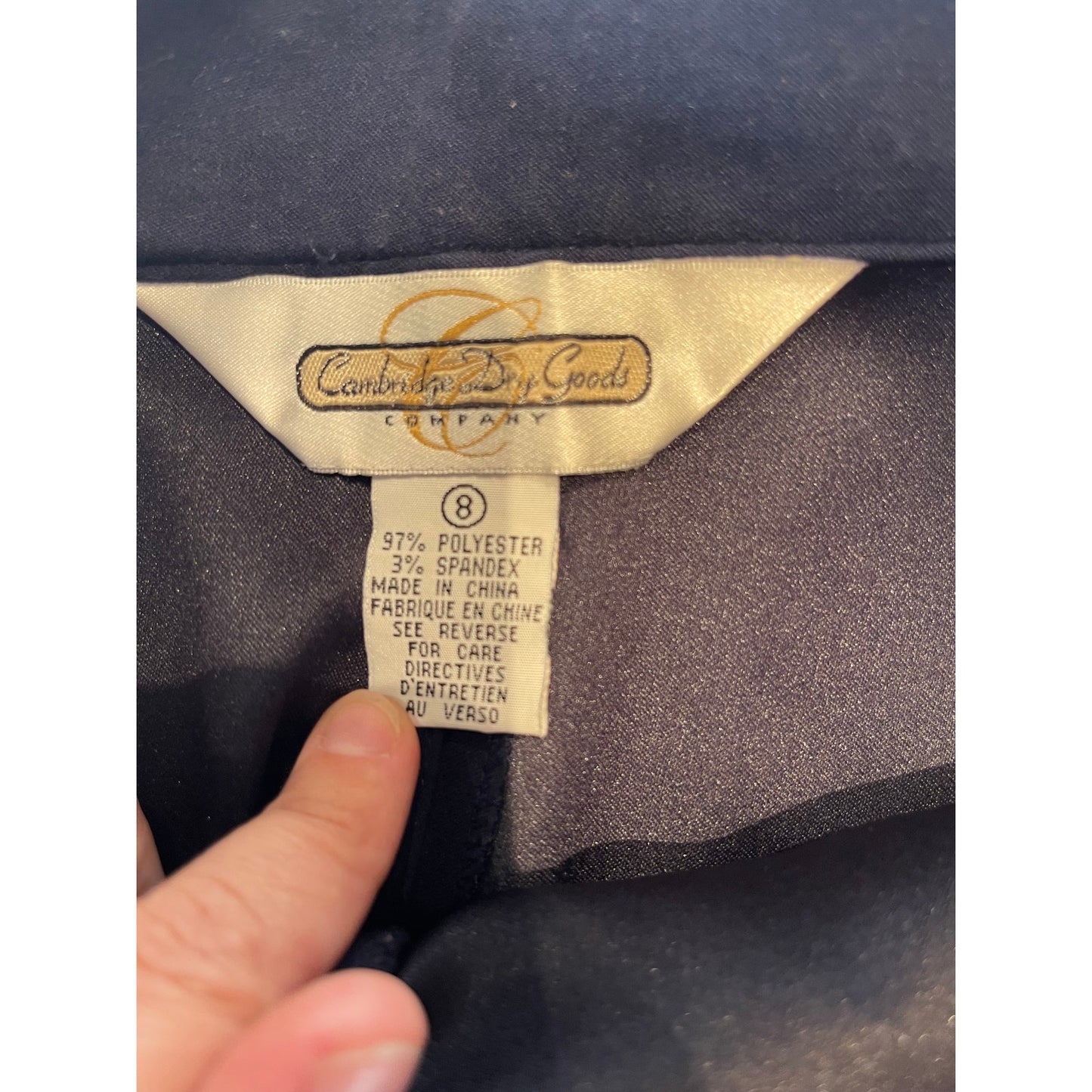 Cambridge Dry Goods Co - Navy Blue Velvet Type Dress Pants - Size 8 - Lined