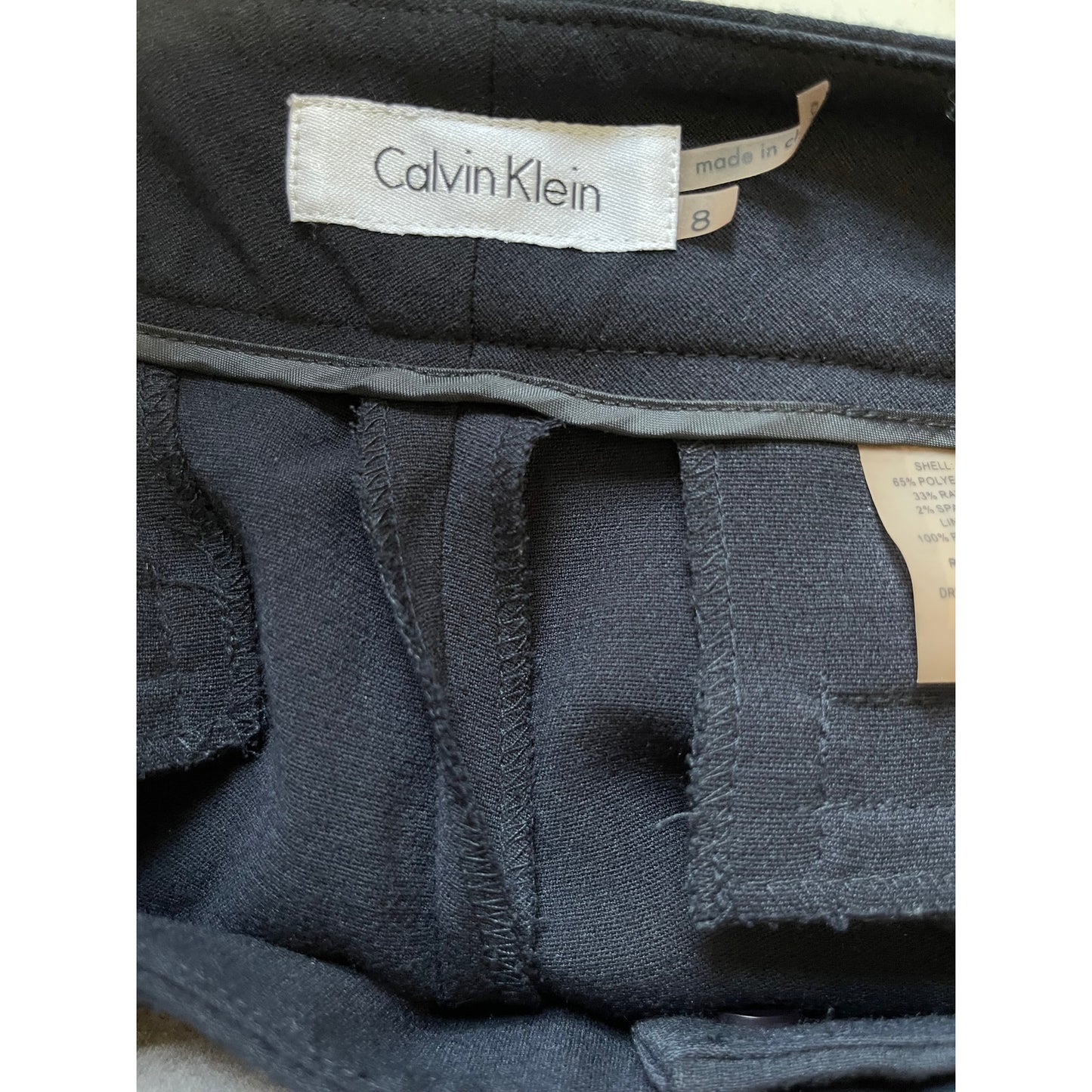Calvin Klein Size 8 Black / Dark Navy Dress Pants