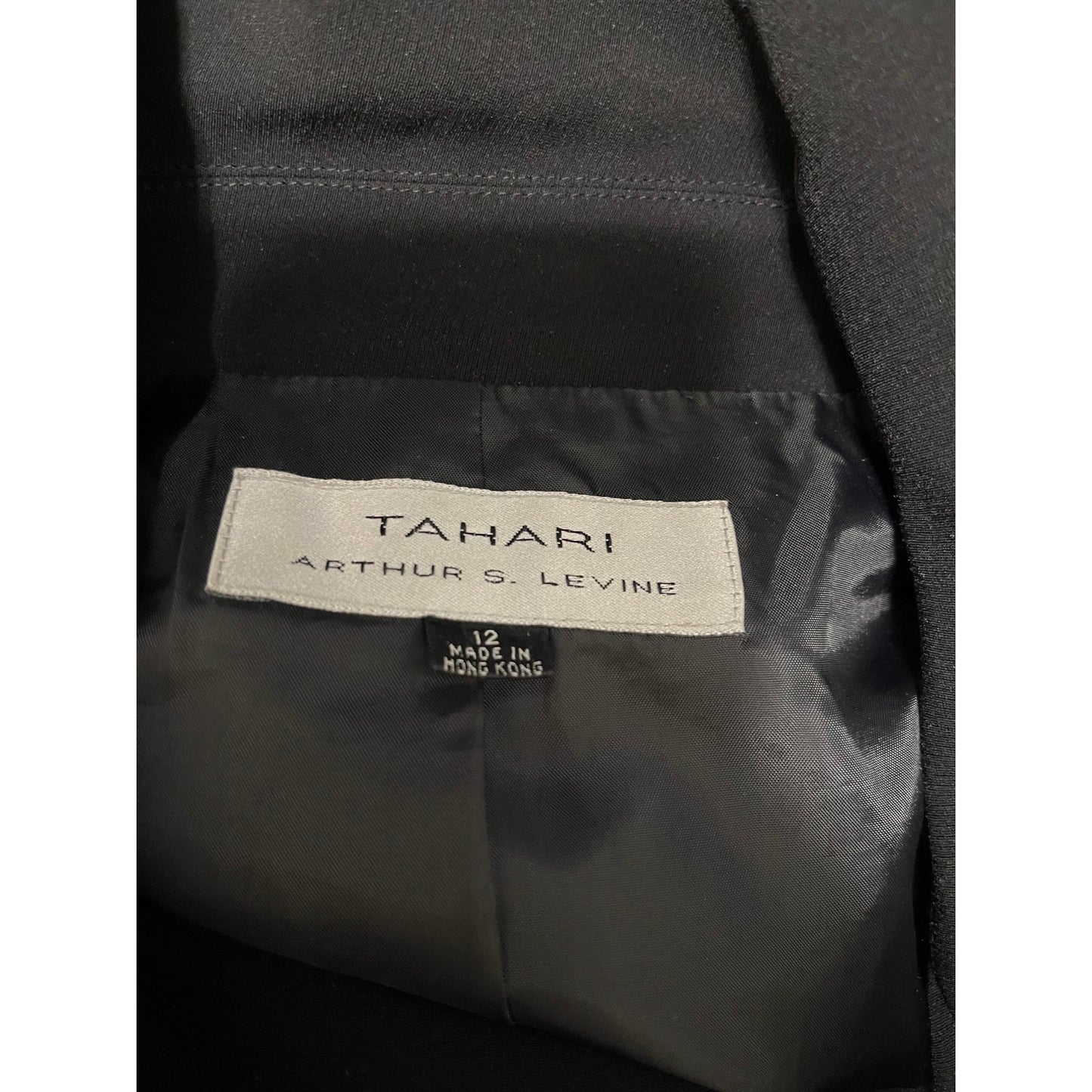 Tahari Black 3 Button Blazer Jacket - Size 12 Zipper Pockets