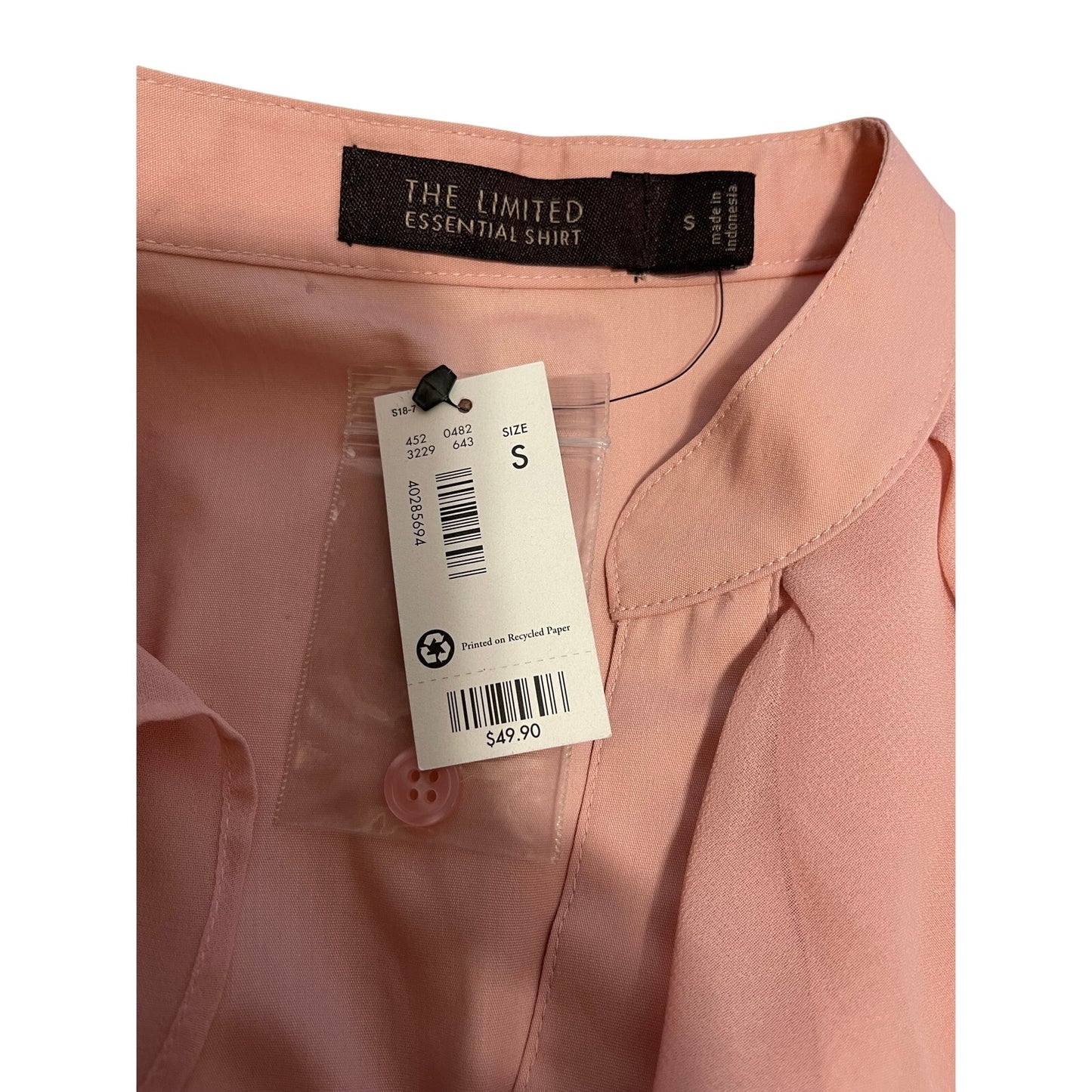 NWT The Limited Pink Short Sleeve Ruffle Front Blouse - Size Small