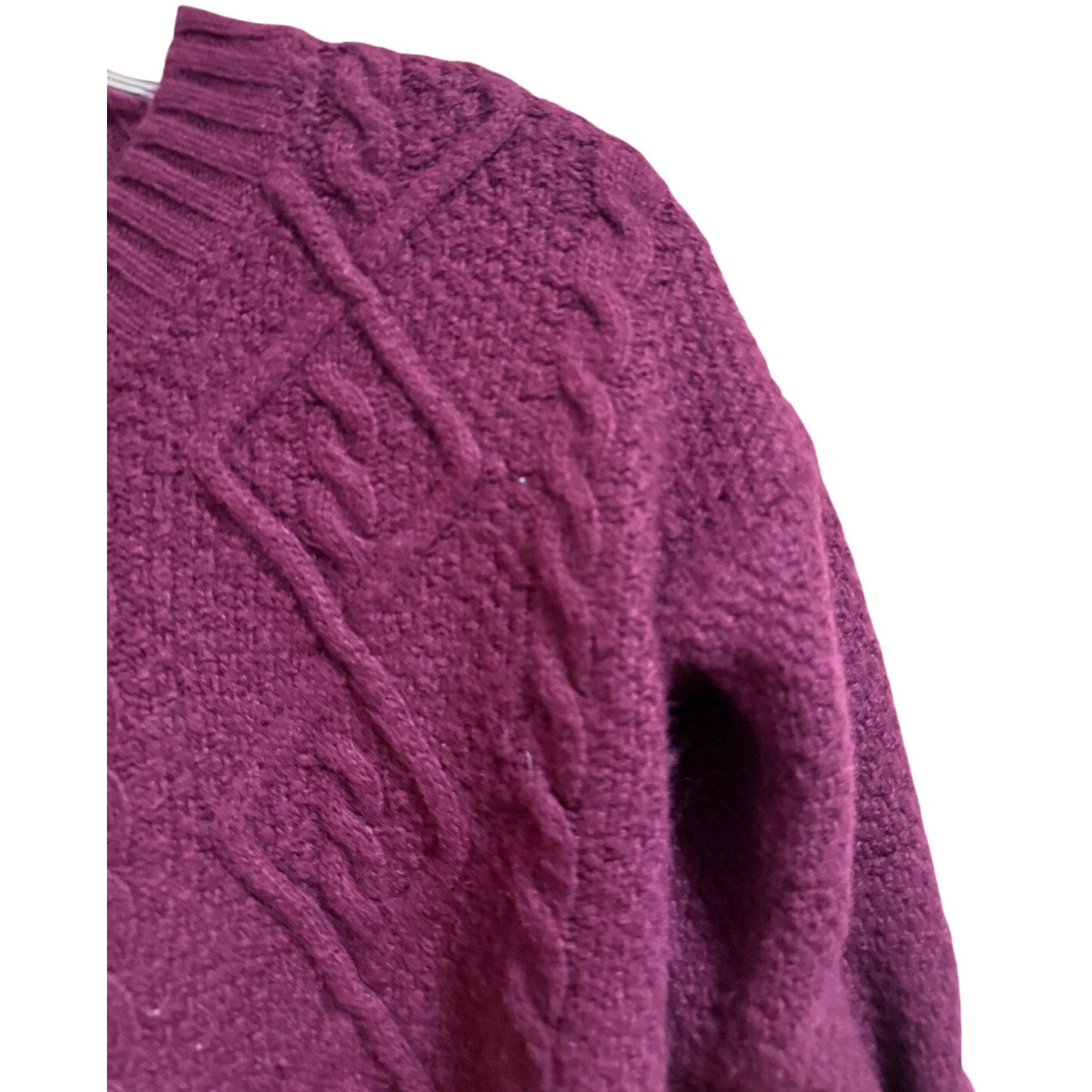 Zen Cashmere Maroon Cable Knit Long Sleeve Sweater - Size Small