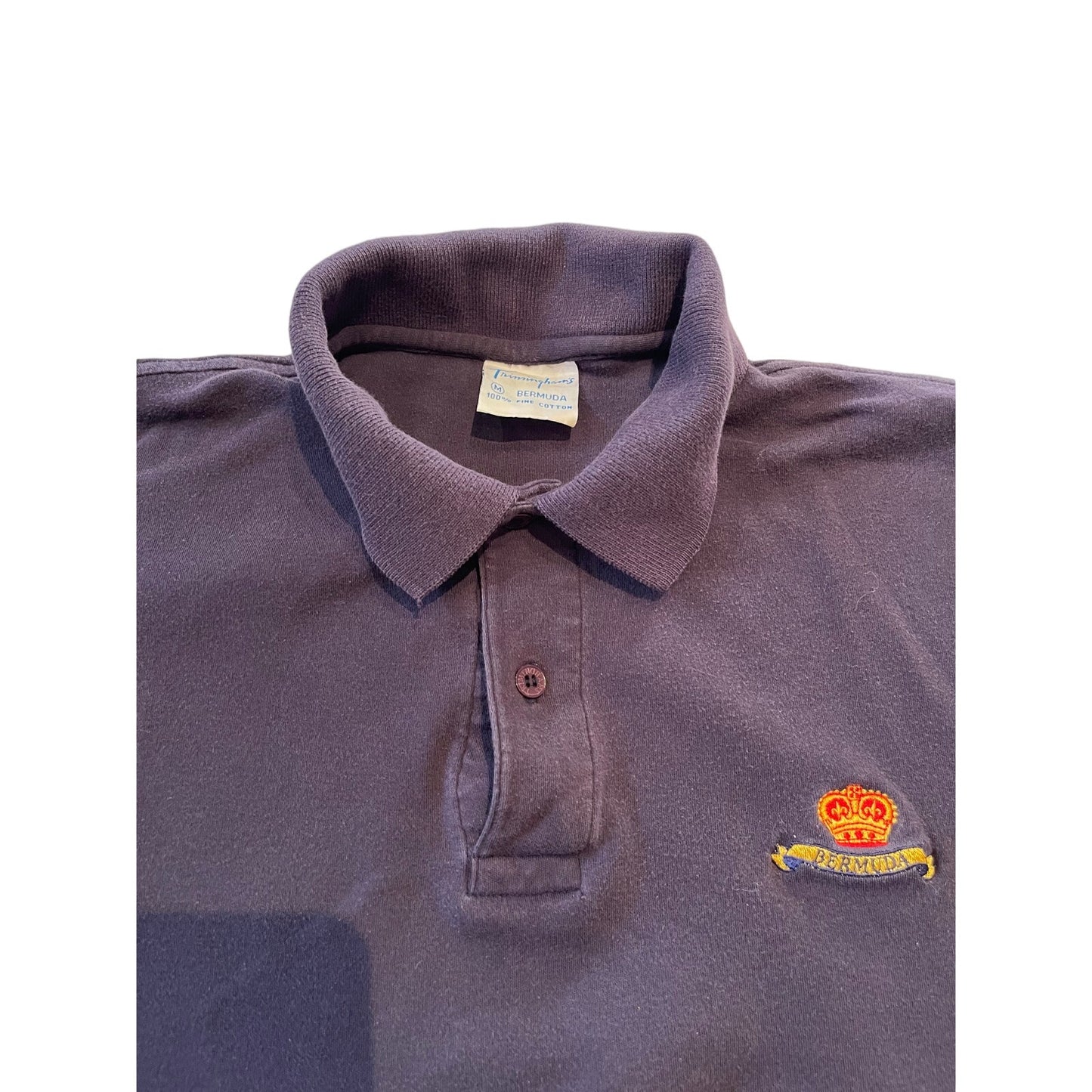 Vintage Trimingham's Bermuda 100% Cotton Medium Blue Polo Shirt