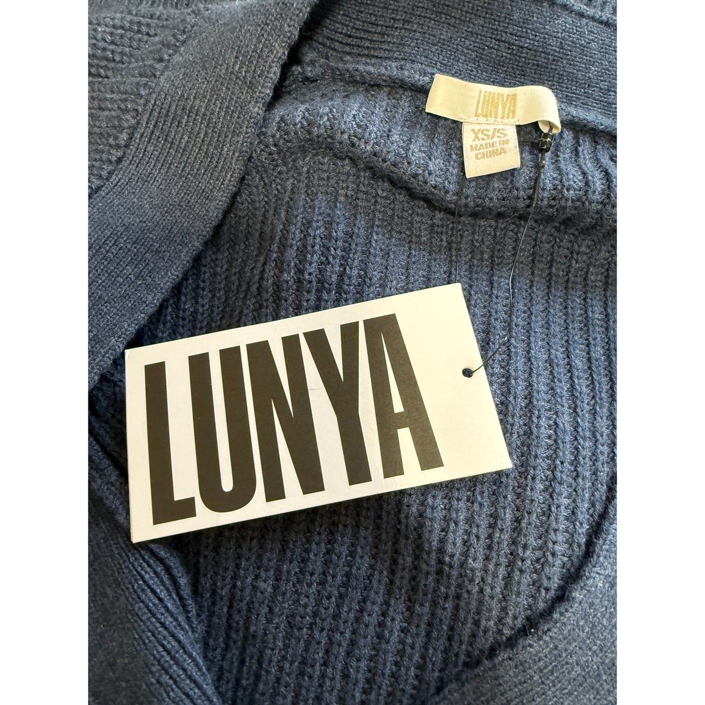 Lunya Small Dark Navy Blue Cozy Cotton Silk Button Front Knit Cardigan - NWT
