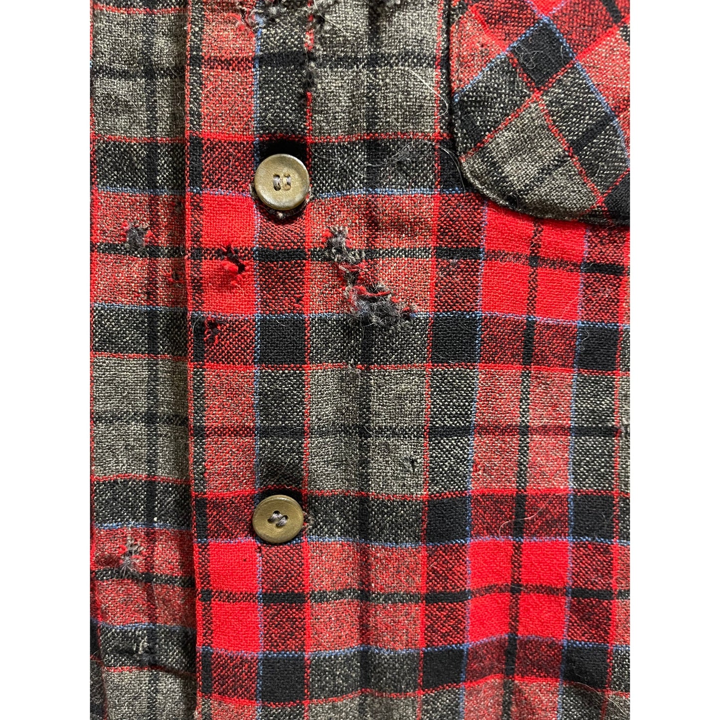 Vintage 1960's Pendleton 100% Wool Red Plaid Shirt - Men's Medium - Distressed