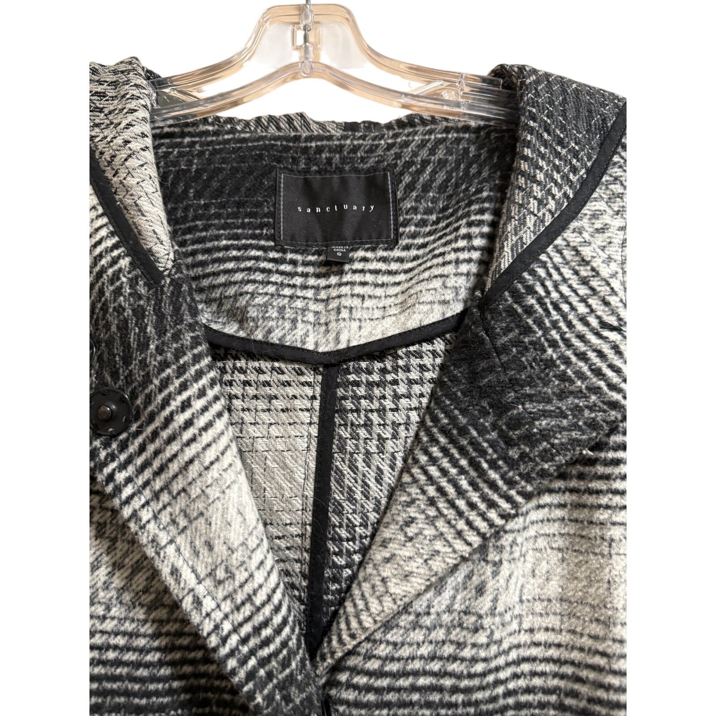 Sanctuary by Anthropologie Gray & Black Polyester Blend Hooded Jacket - Small