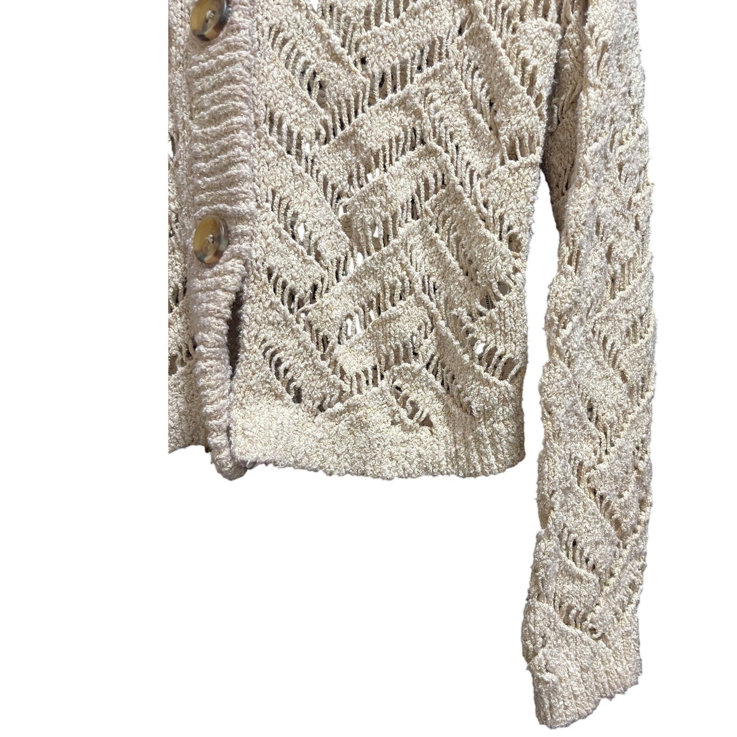 Cleo + Wolf Beige Open Knit Size Small Cardigan Sweater